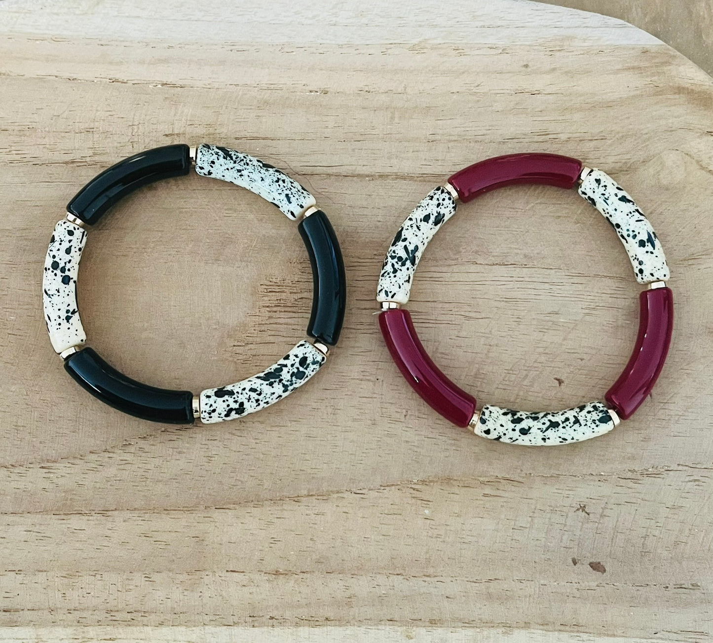 Bracelets élastiqués perles tubes - Les Tachetés