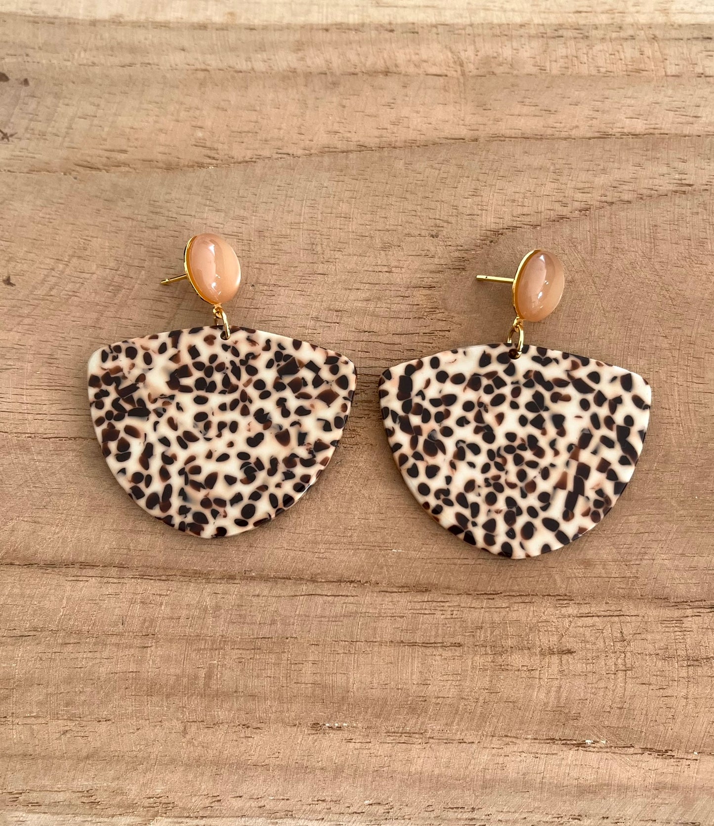 Boucles d'oreilles tacheté beige et marron - Bronze