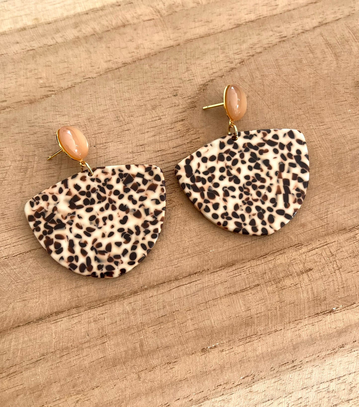 Boucles d'oreilles tacheté beige et marron - Bronze