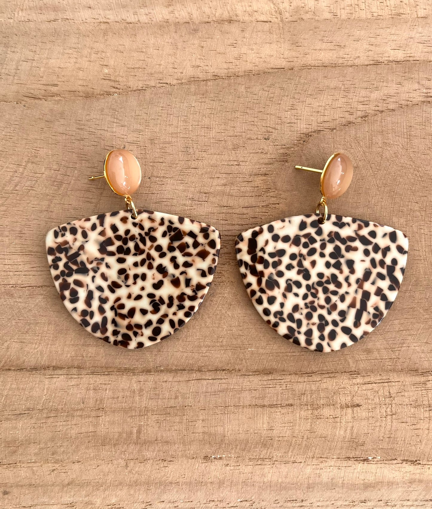 Boucles d'oreilles tacheté beige et marron - Bronze