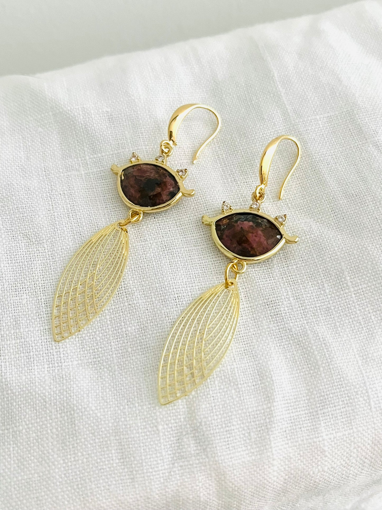 Boucles d'oreilles CLEO - Or 18K et Pierre Rose