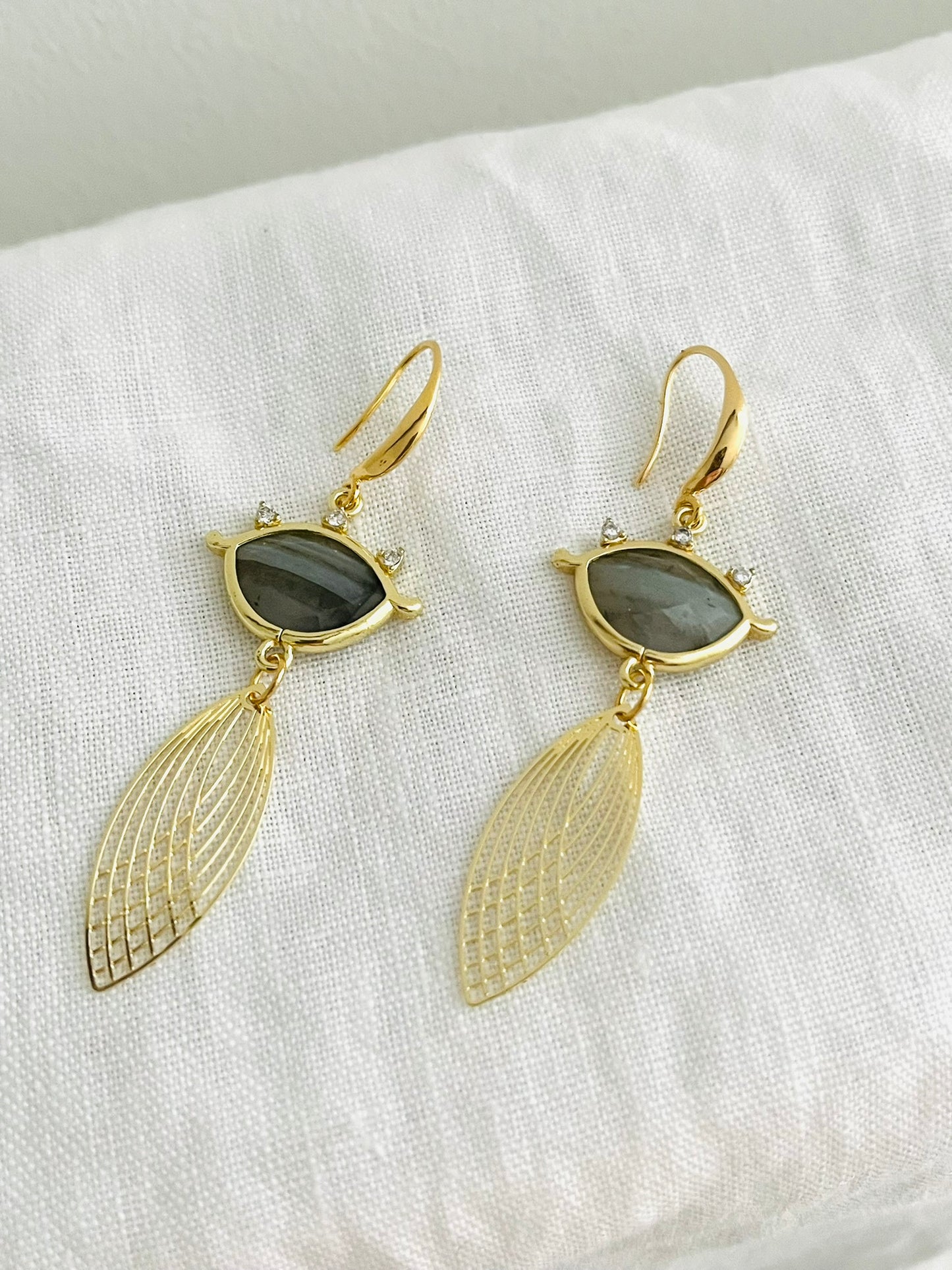 Boucles d'oreilles CLEO - Or 18K et Pierre naturelle - Spectrolite