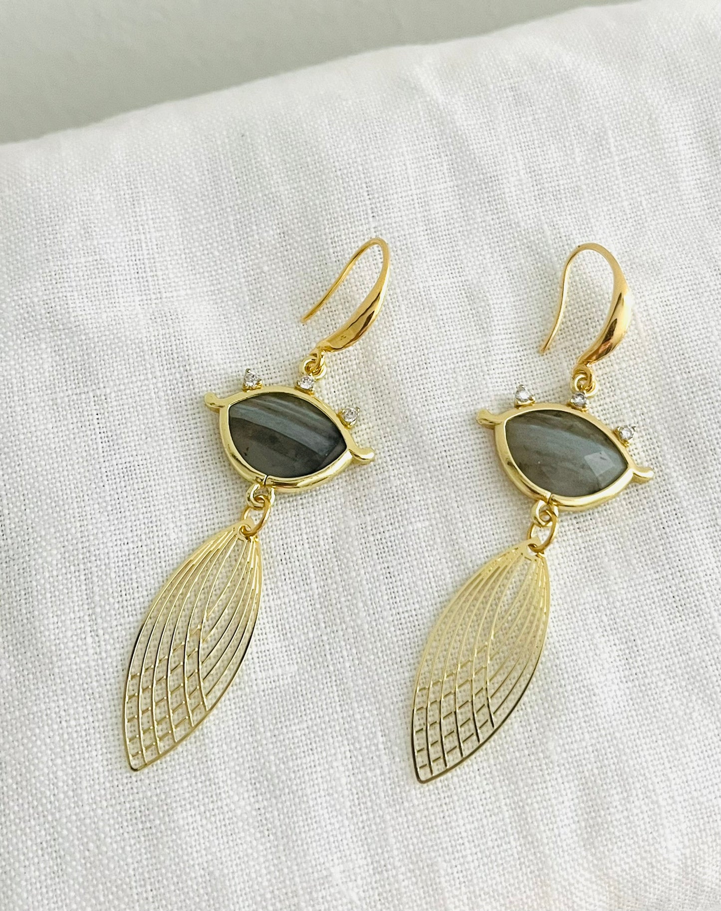 Boucles d'oreilles CLEO - Or 18K et Pierre naturelle - Spectrolite