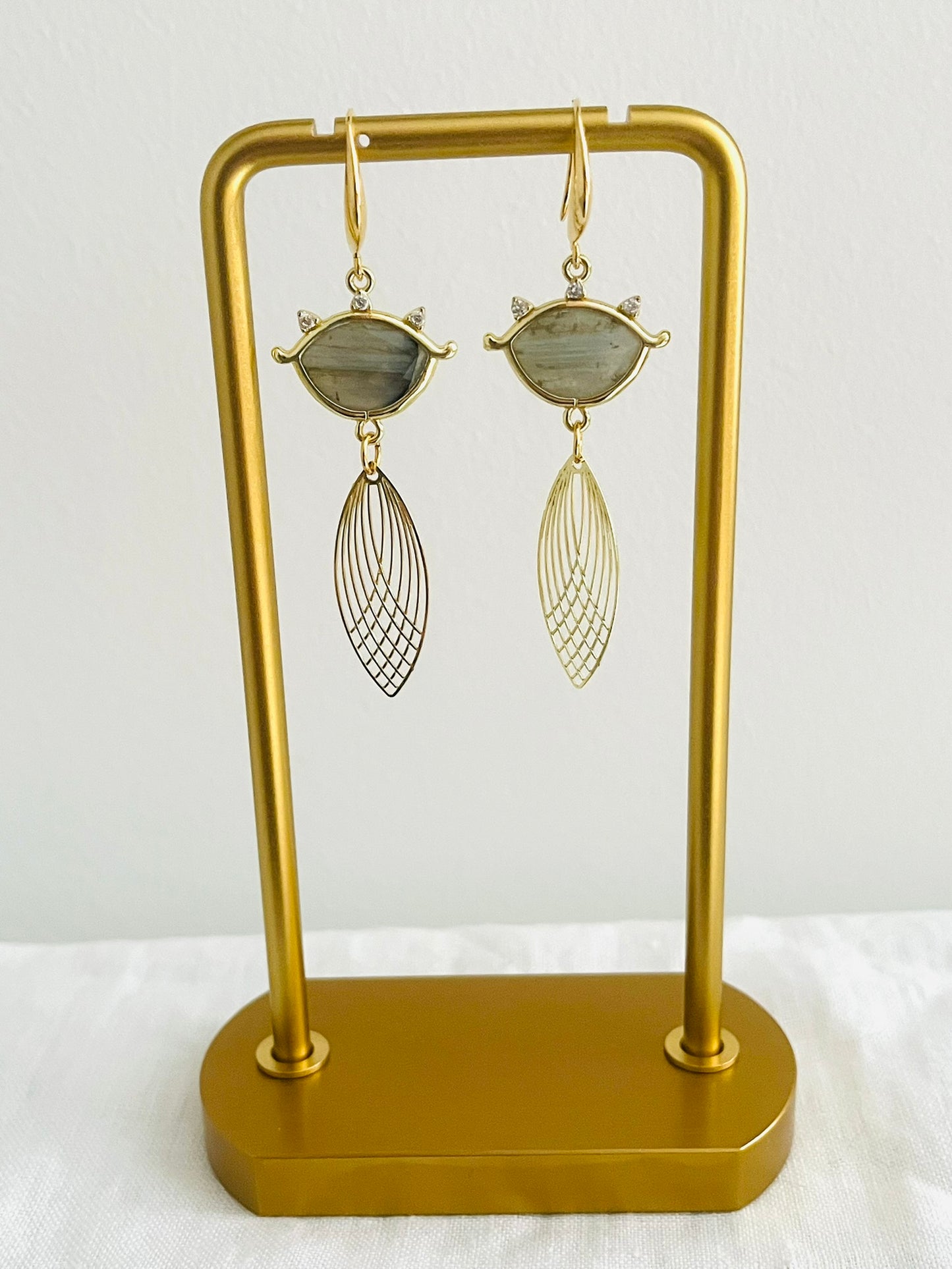 Boucles d'oreilles CLEO - Or 18K et Pierre naturelle - Spectrolite