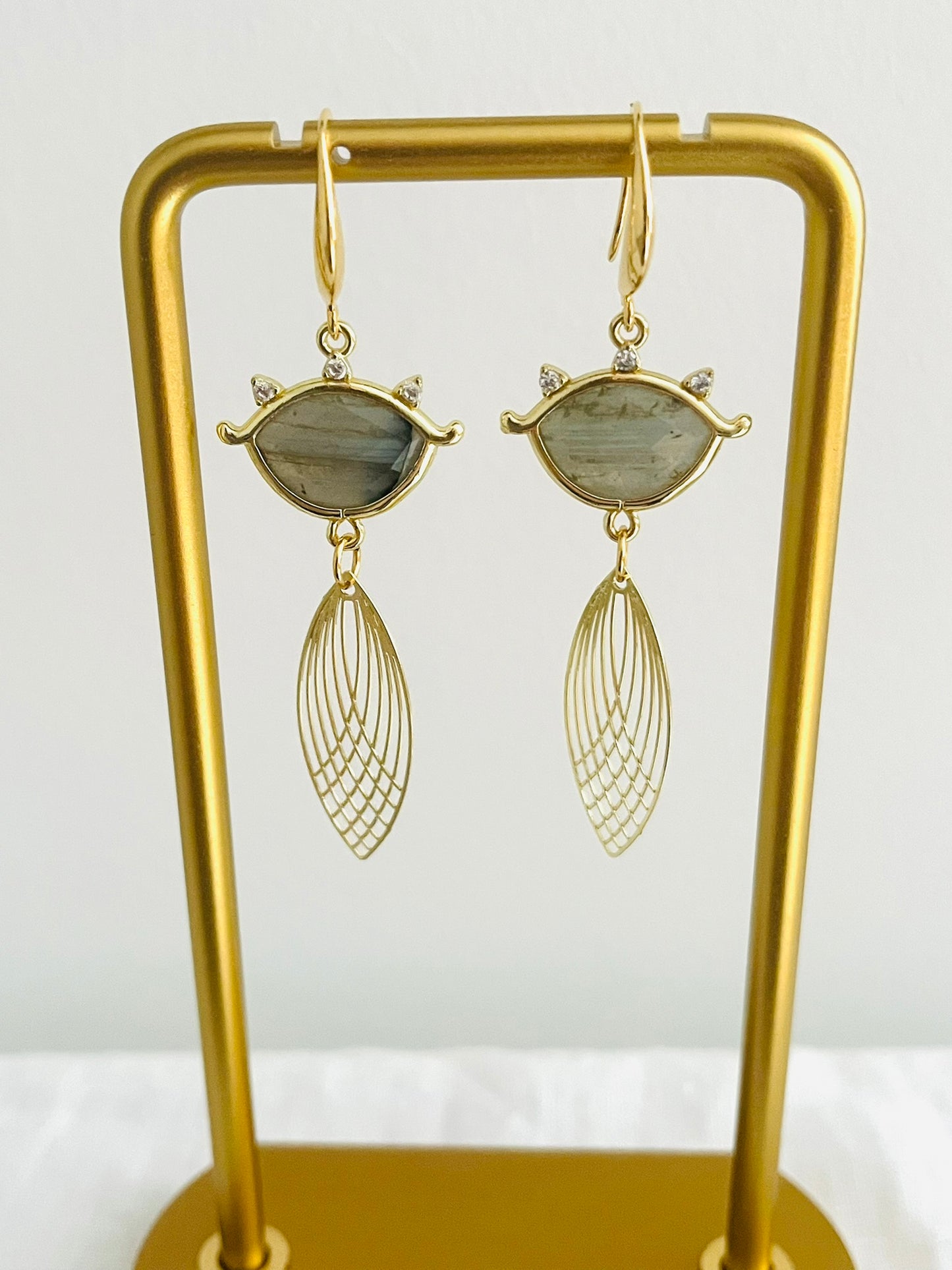 Boucles d'oreilles CLEO - Or 18K et Pierre naturelle - Spectrolite