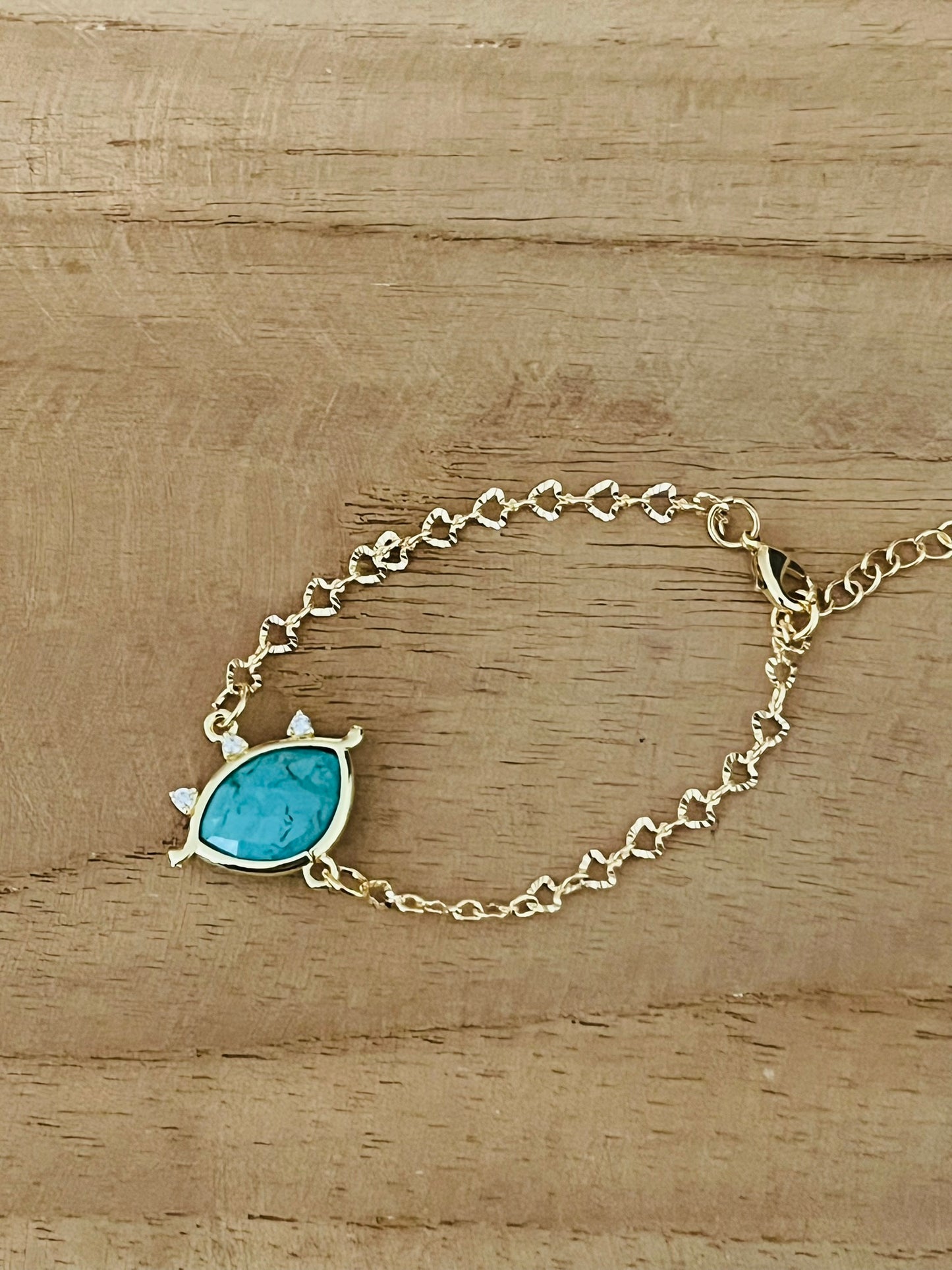 Bracelet doré EMILE - Oeil Pierre Turquoise