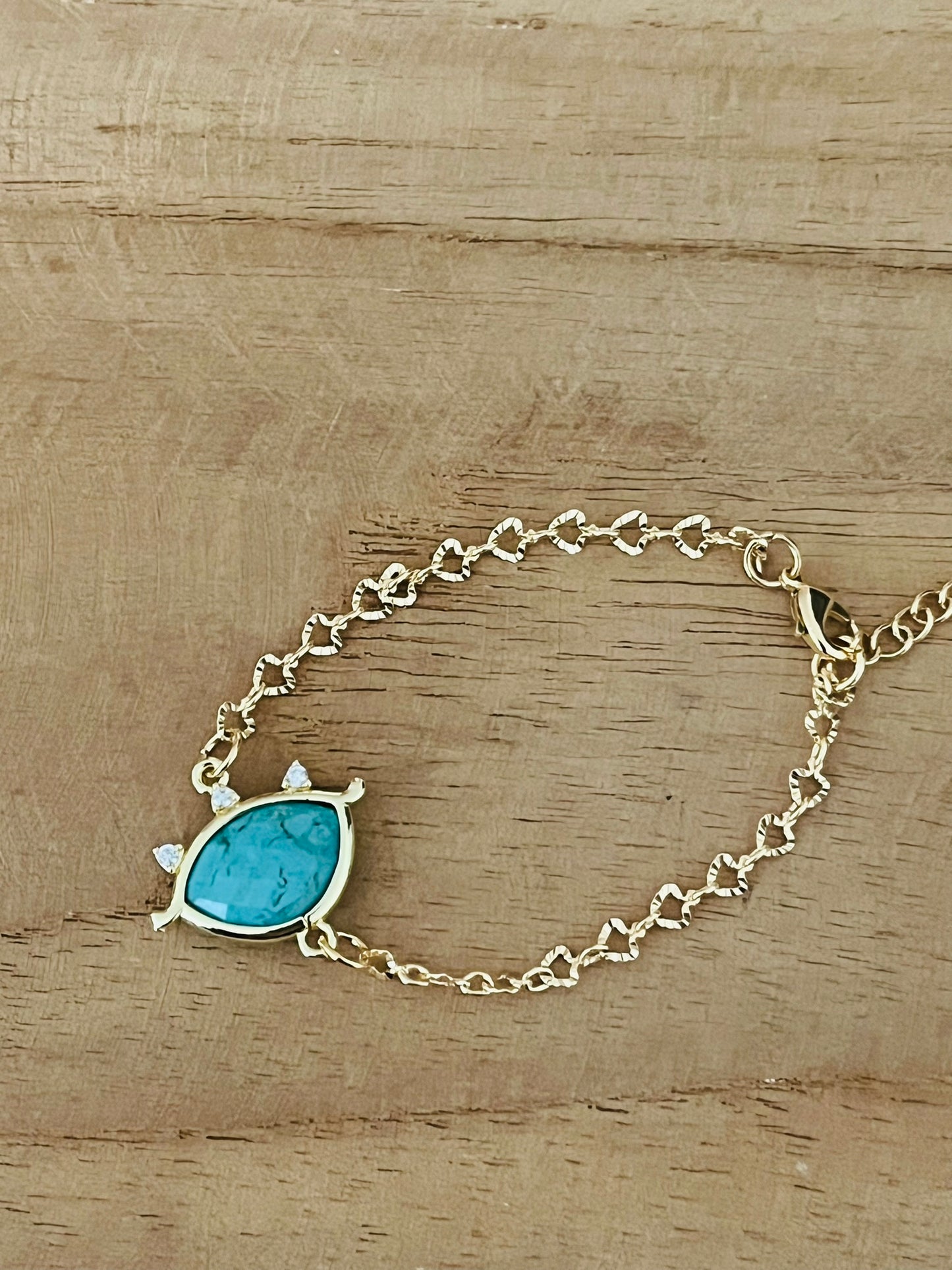 Bracelet doré EMILE - Oeil Pierre Turquoise