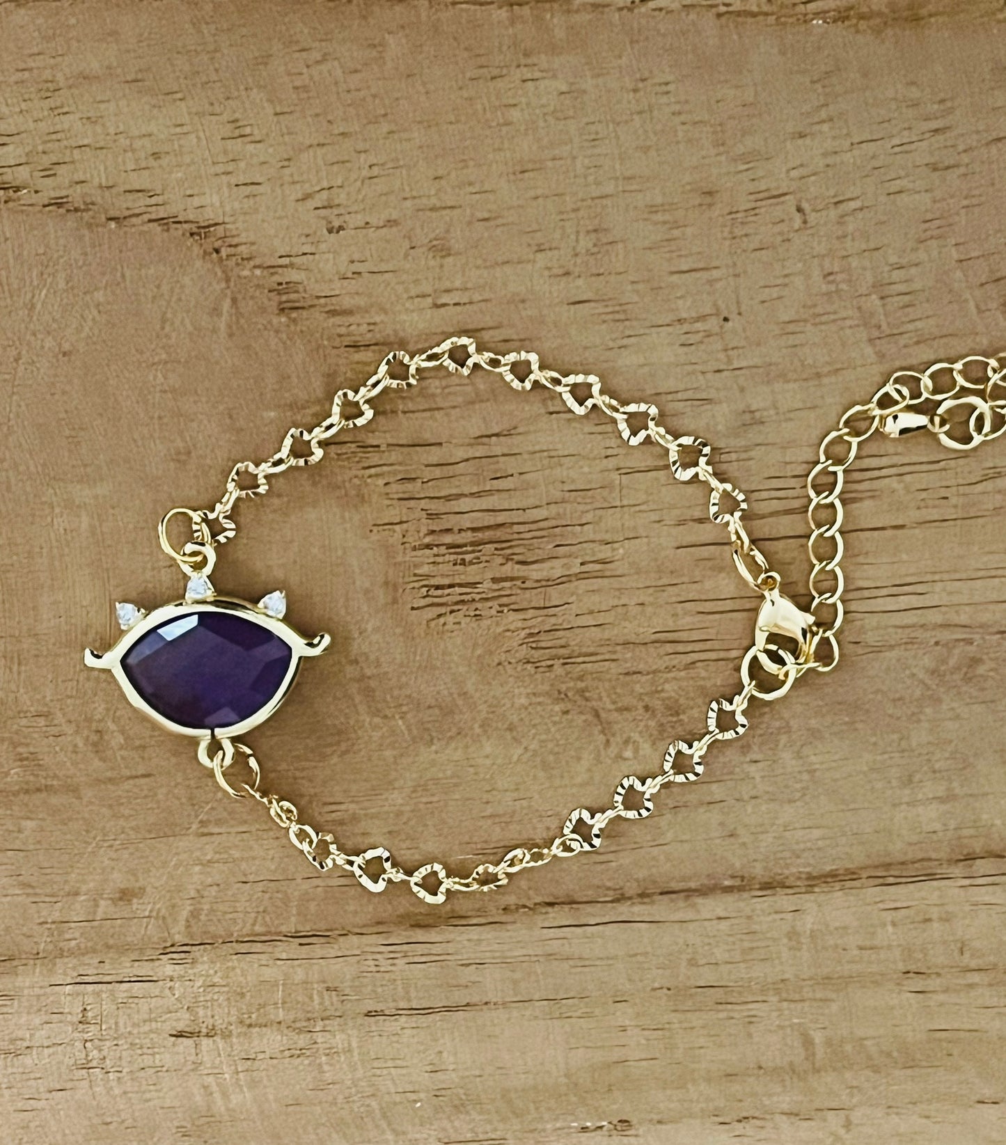 Bracelet doré EMILE - Oeil Améthyste