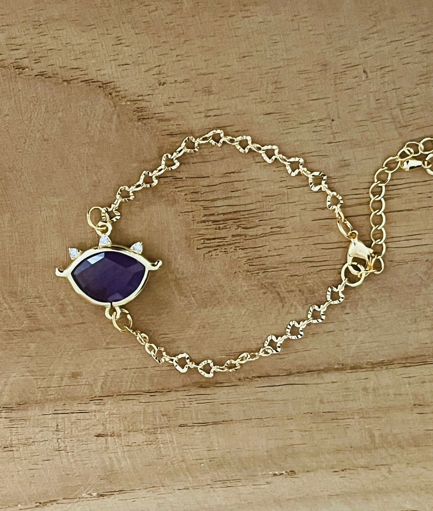 Bracelet doré EMILE - Oeil Améthyste