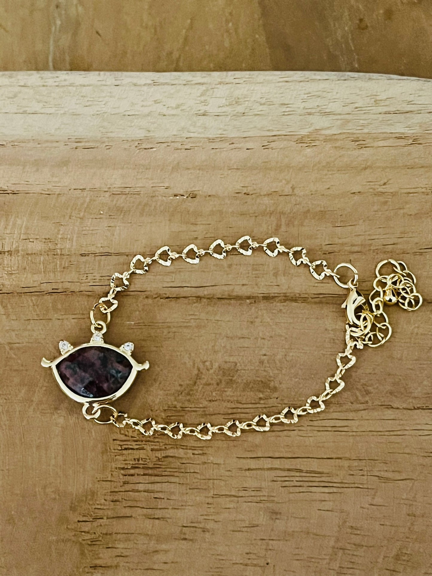 Bracelet doré EMILE - Oeil Pierre Rose