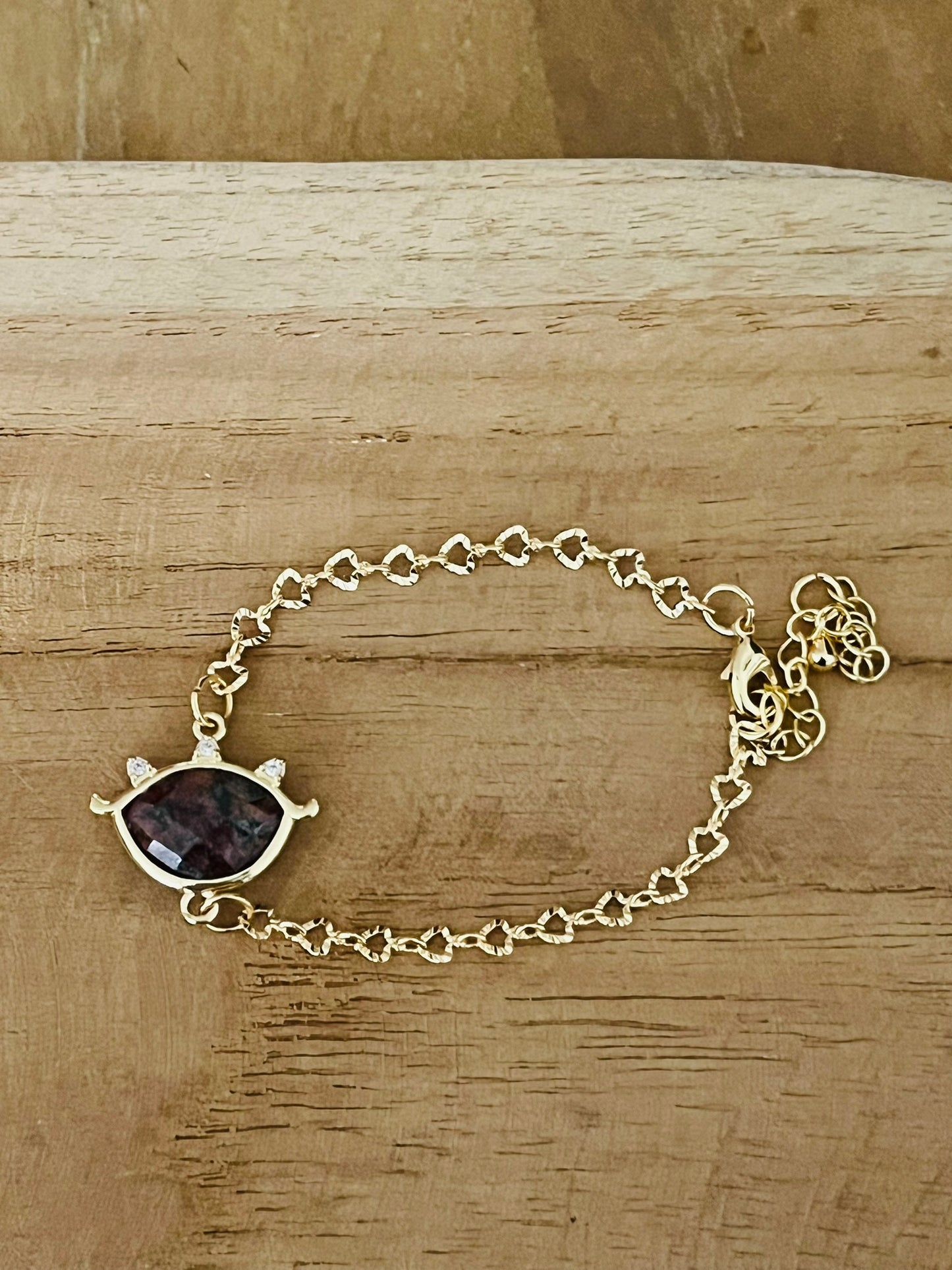 Bracelet doré EMILE - Oeil Pierre Rose