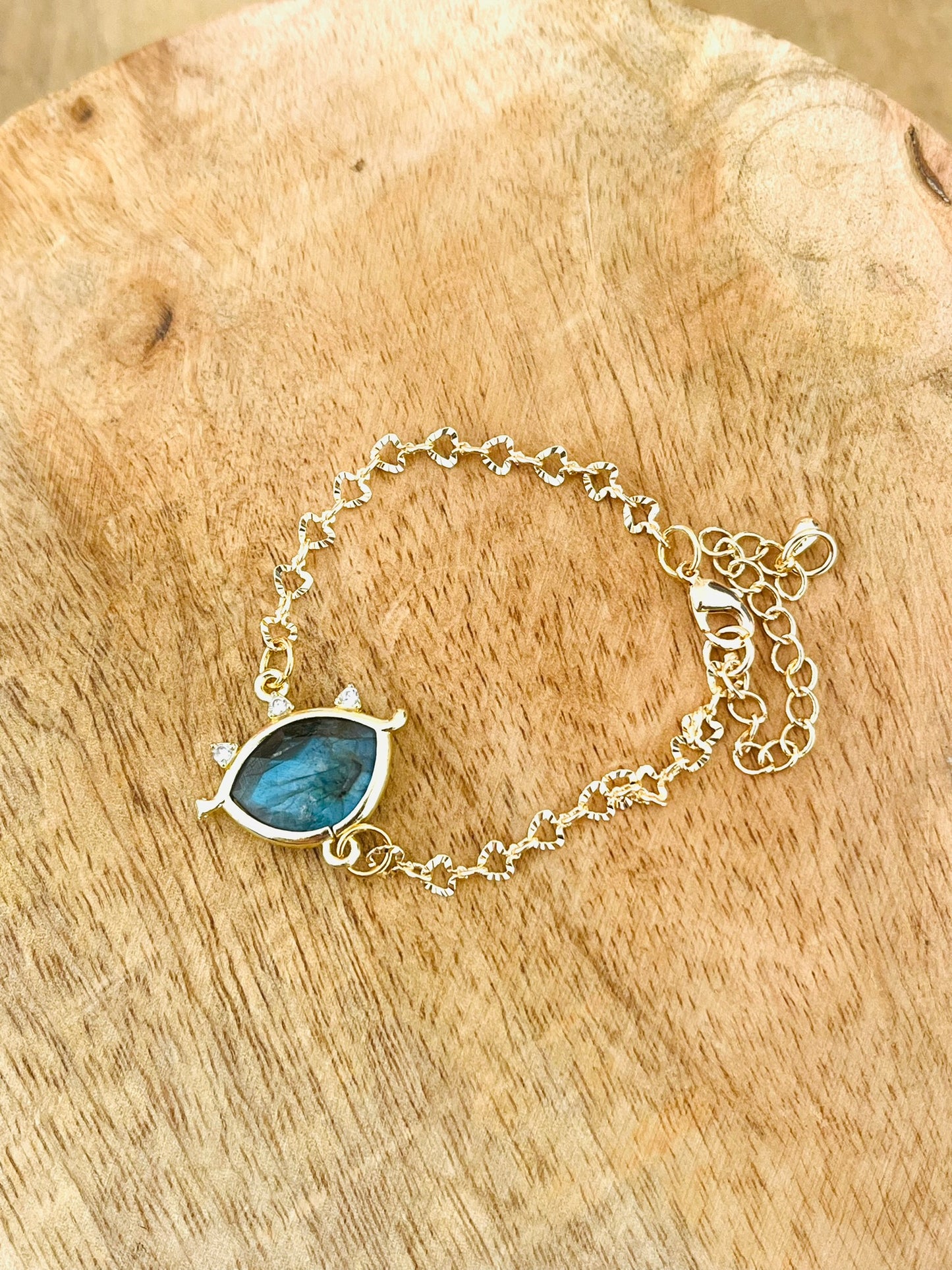 Bracelet doré EMILE - Oeil Pierre Spectrolite