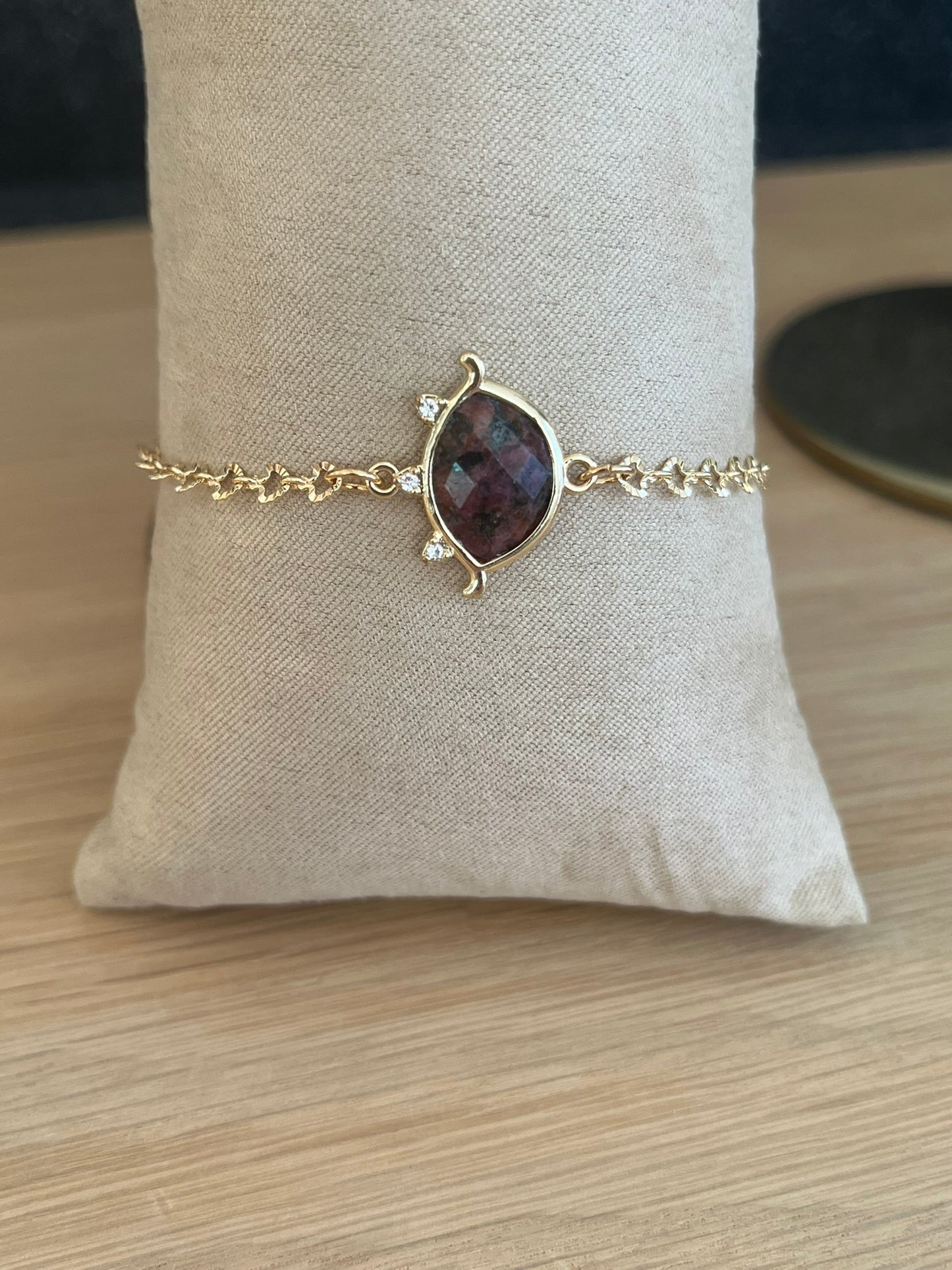 Bracelet doré EMILE - Oeil Pierre Rose