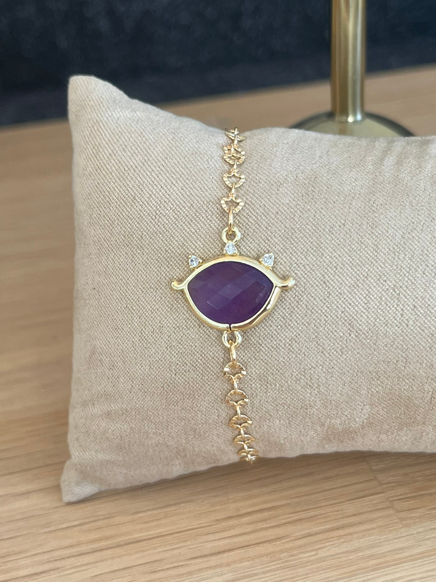 Bracelet doré EMILE - Oeil Améthyste