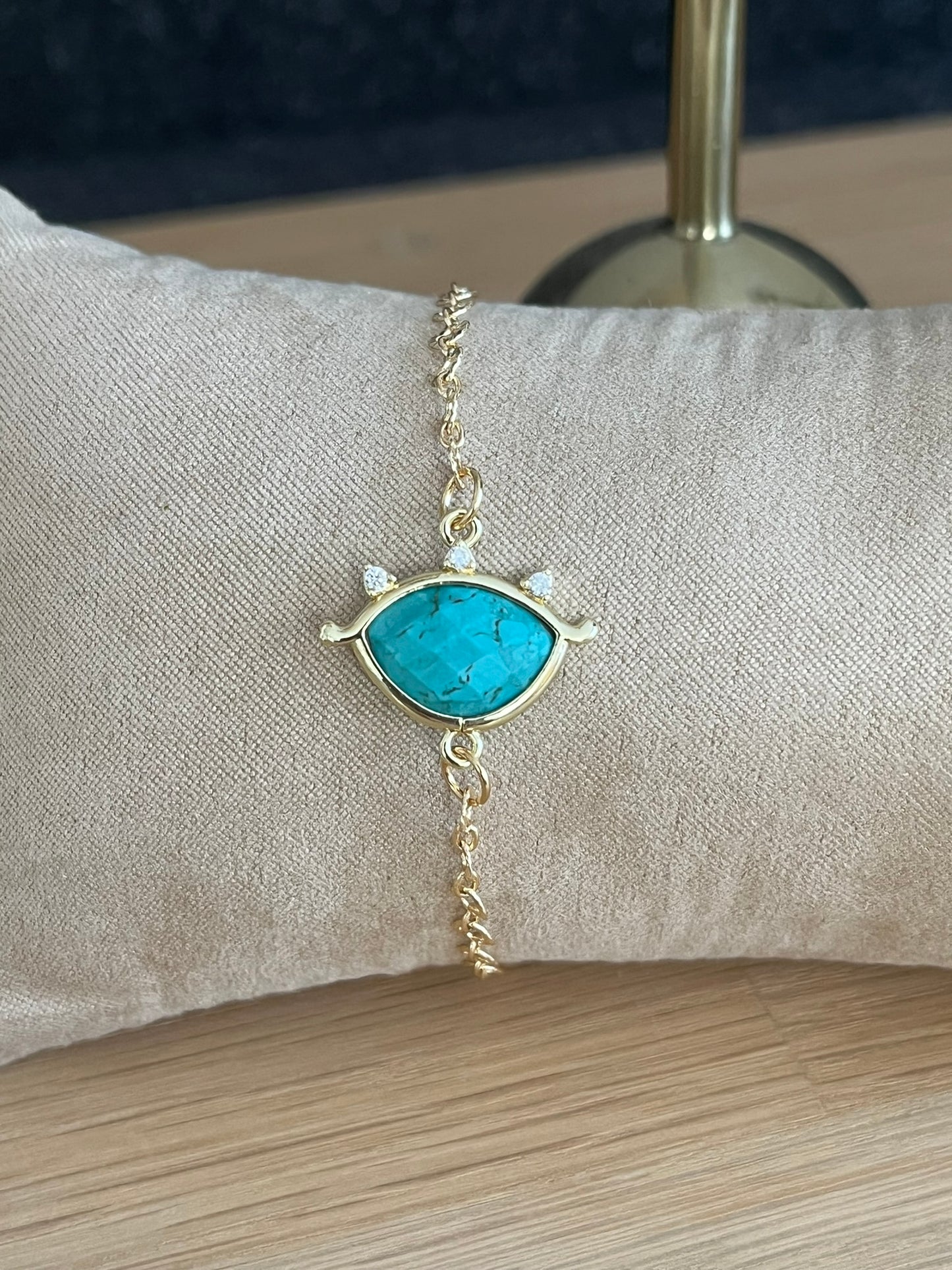 Bracelet doré EMILE - Oeil Pierre Turquoise