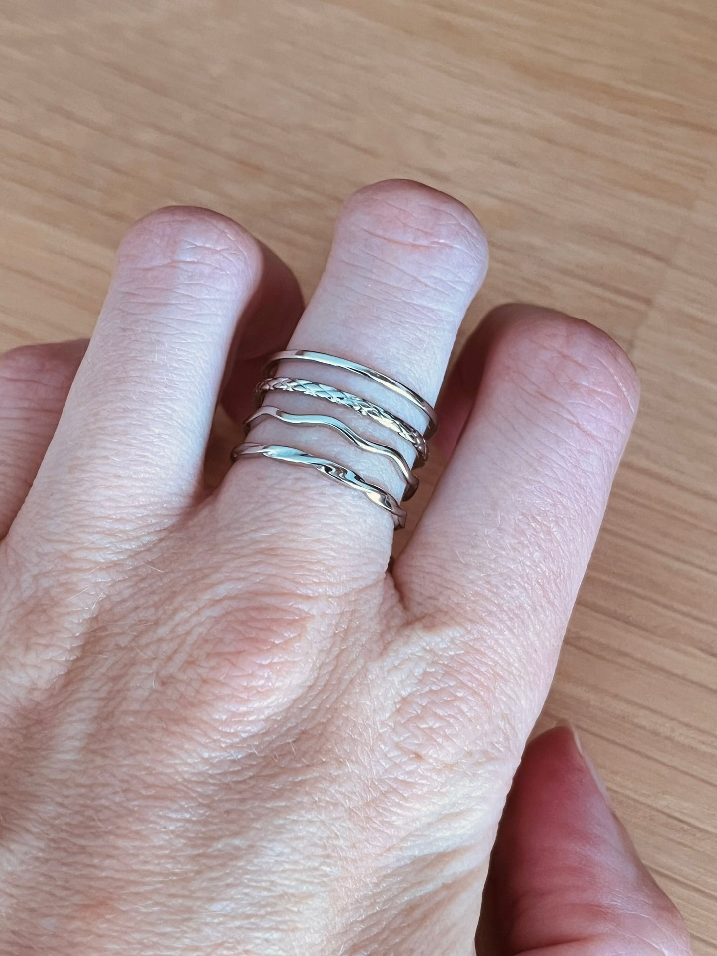 Bague femme réglable multi rangs en acier inoxydable