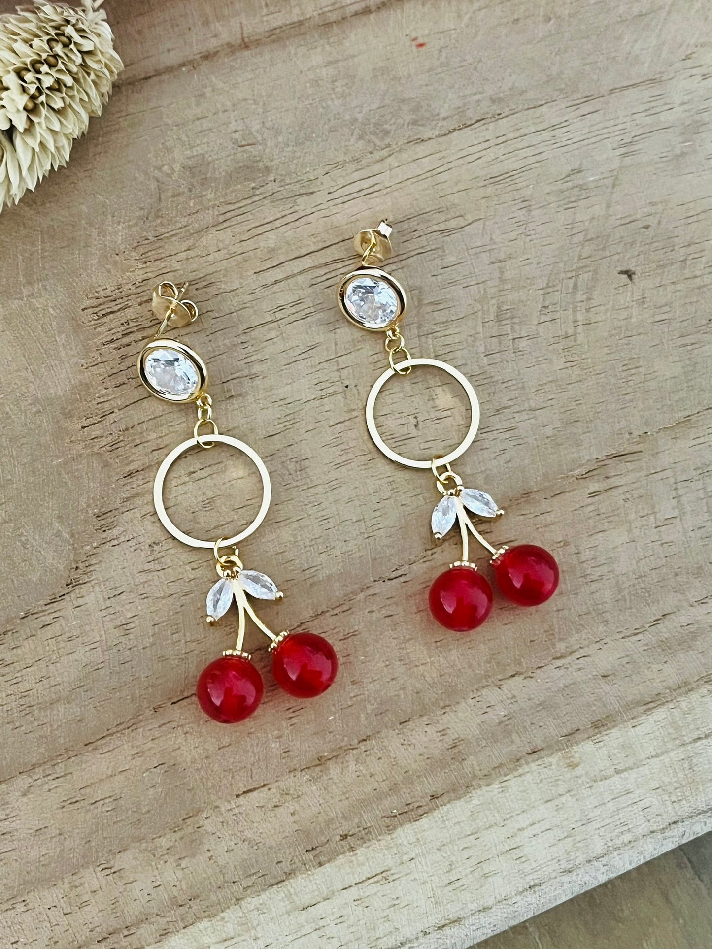 Boucles d'oreilles CERISE - Doré à l'or fin