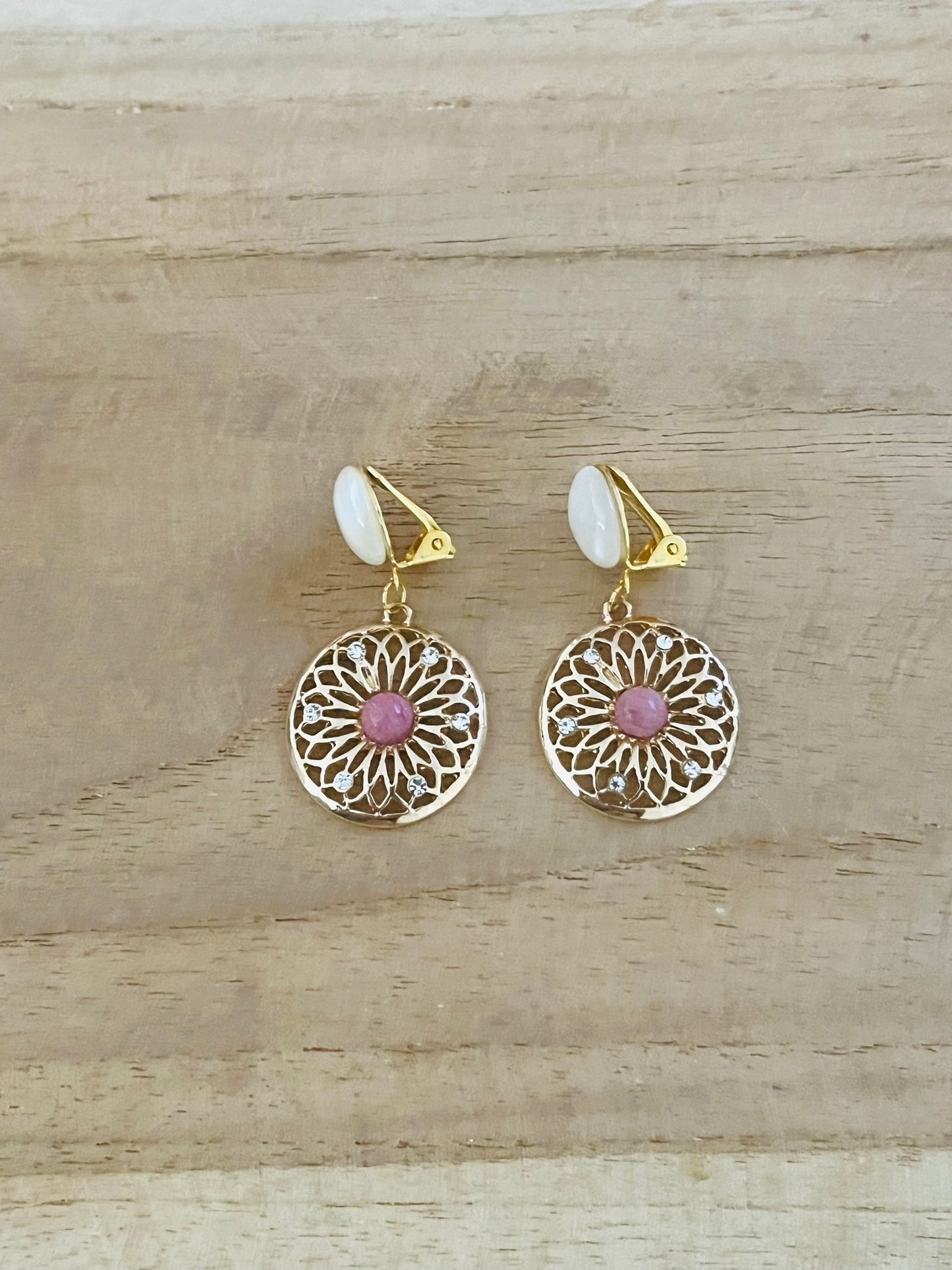 BO à clips ROSA - doré, blanc et rose