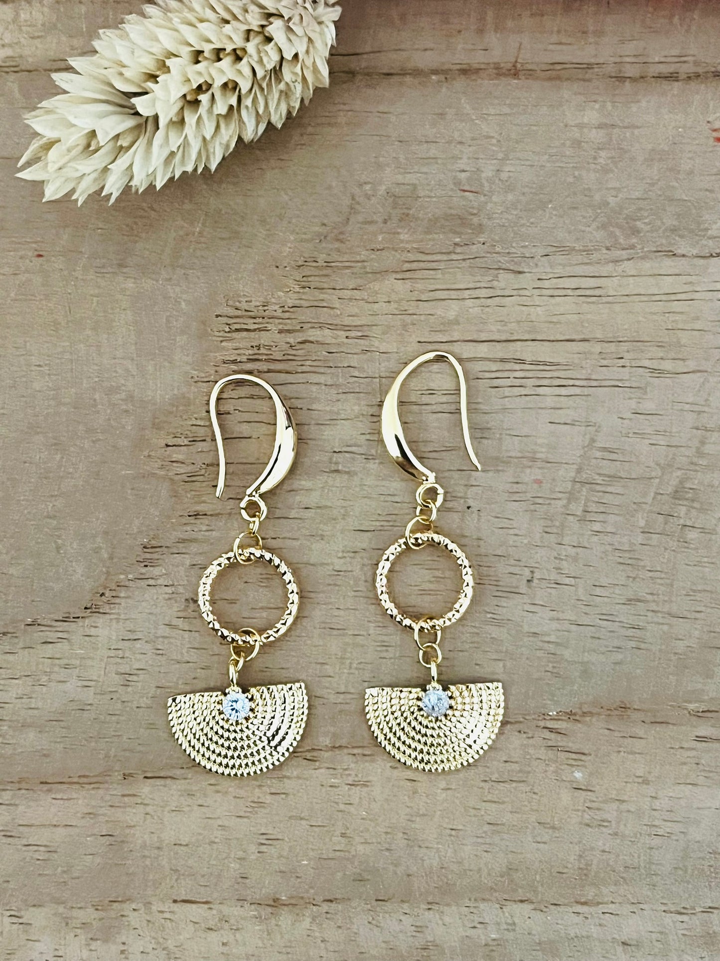 Boucles d'oreilles ELINE - Or 18k et strass