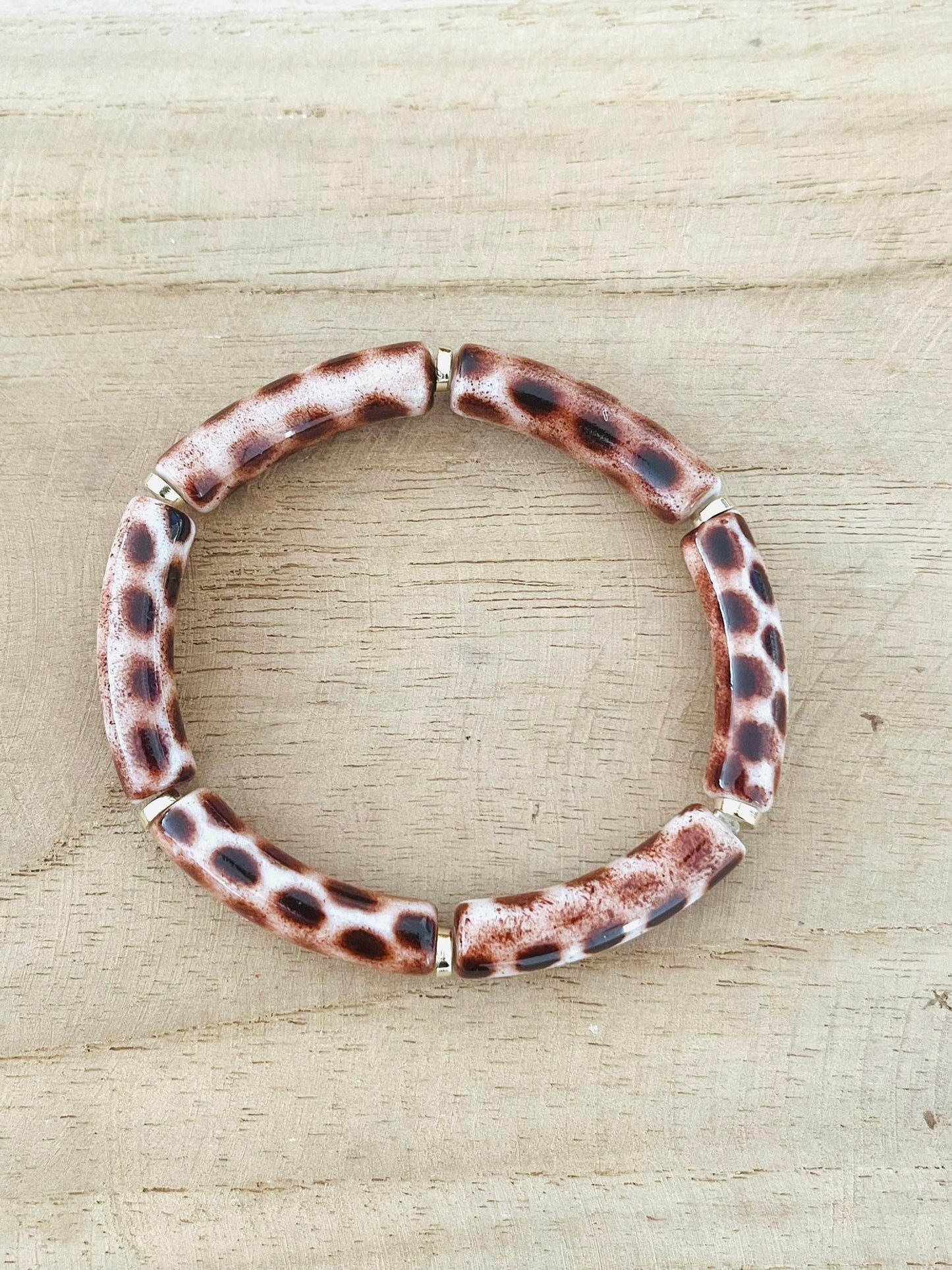 Bracelets élastiqués perles tubes - Les Léopard