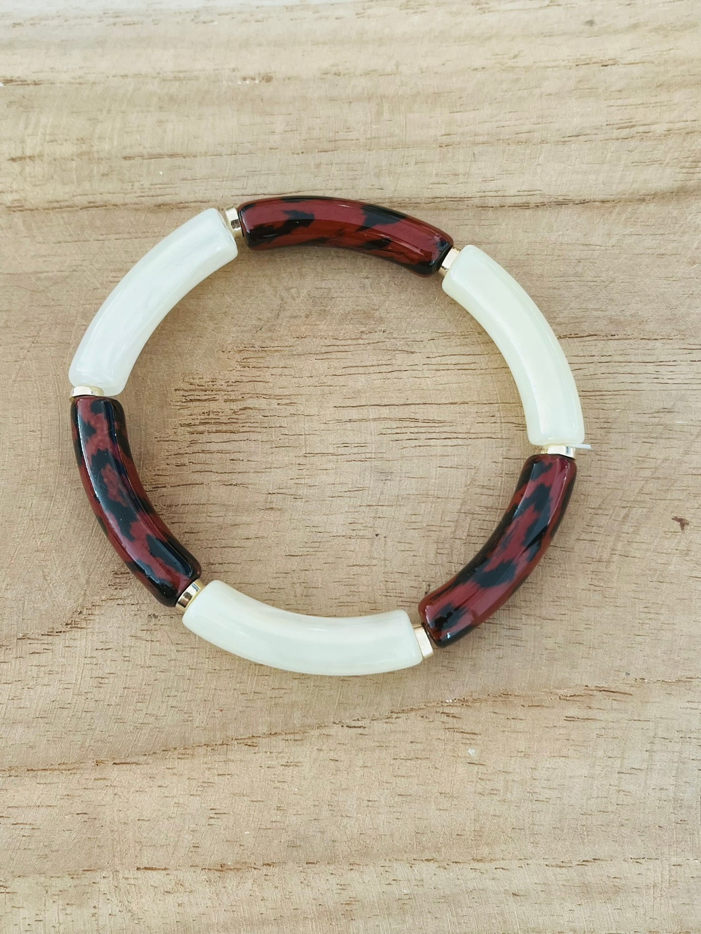 Bracelets élastiqués perles tubes - Les Léopard
