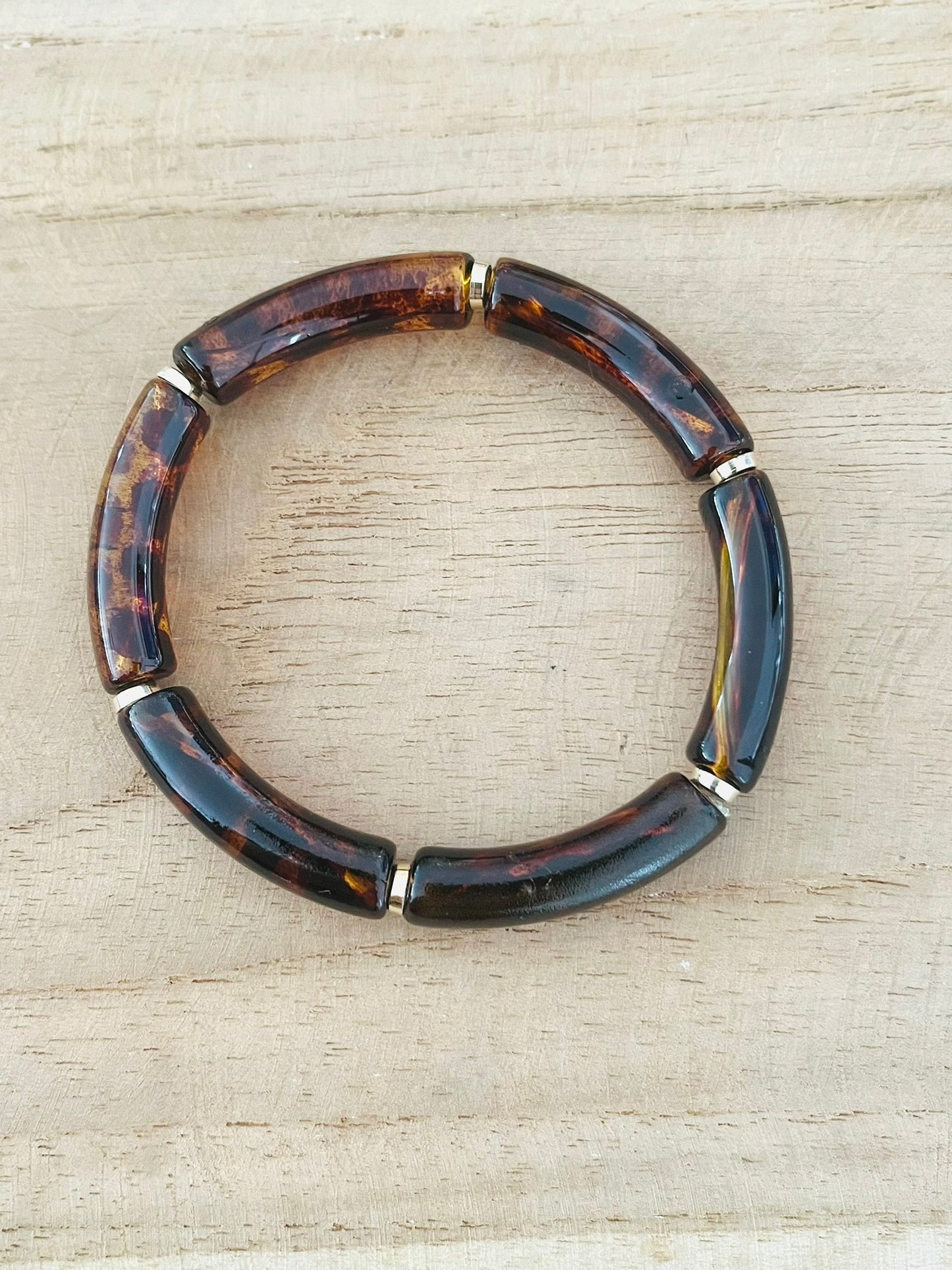 Bracelets élastiqués perles tubes - Les Léopard