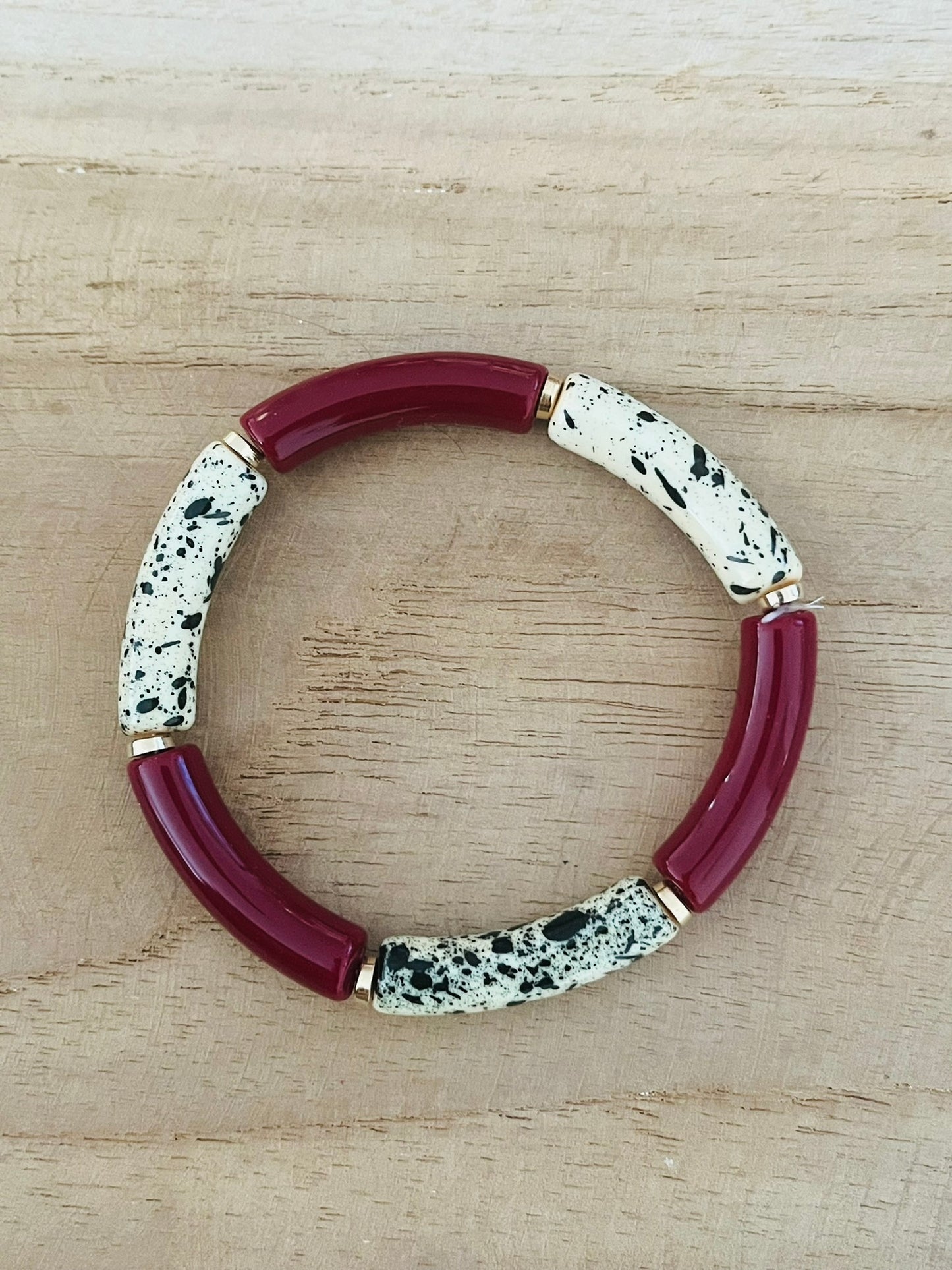 Bracelets élastiqués perles tubes - Les Tachetés