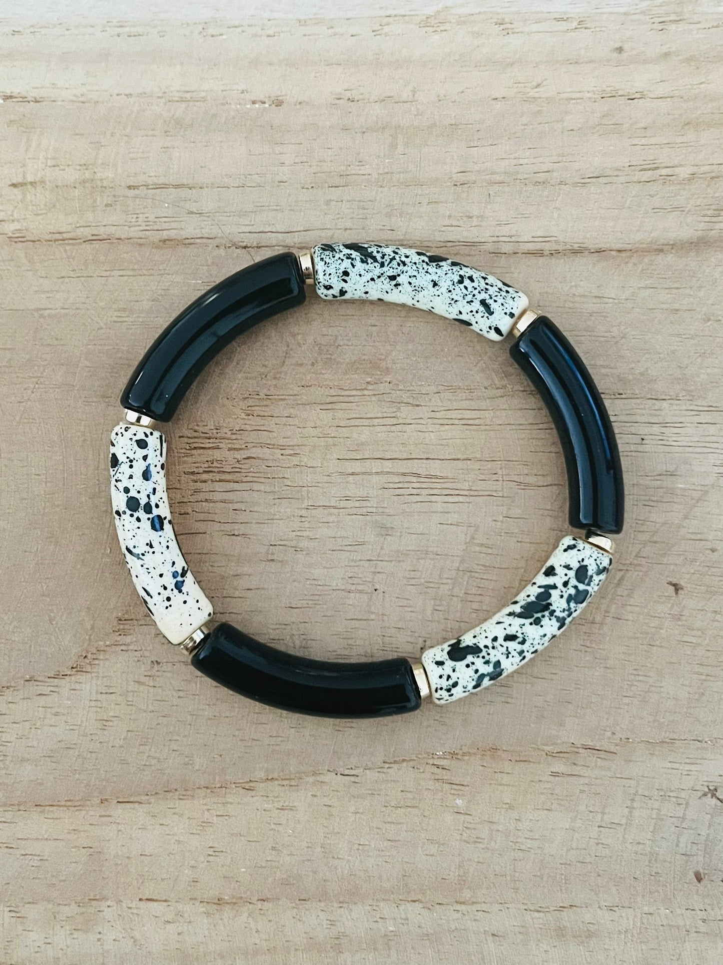 Bracelets élastiqués perles tubes - Les Tachetés