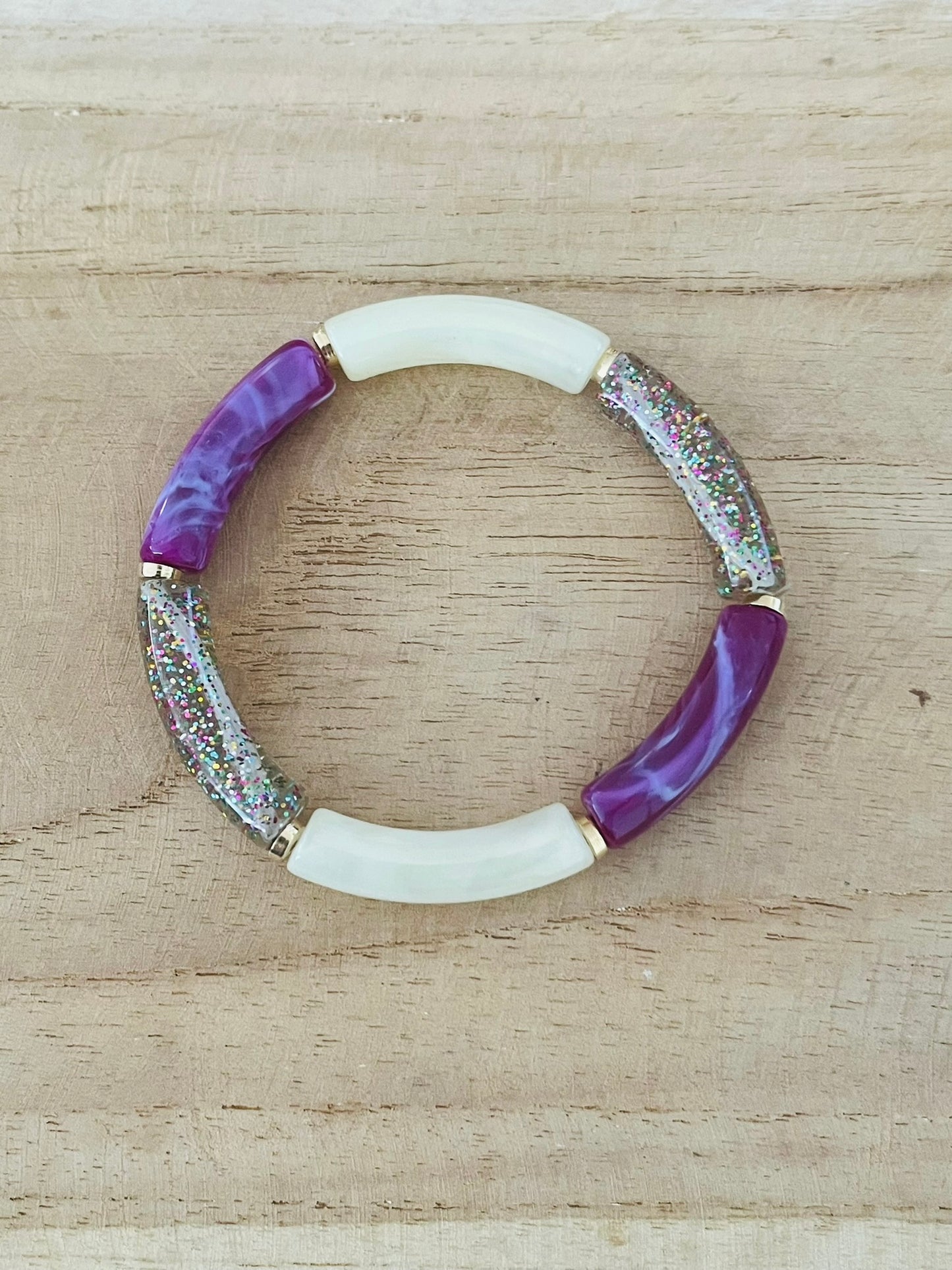 Bracelets élastiqués perles tubes - Les Pailletés