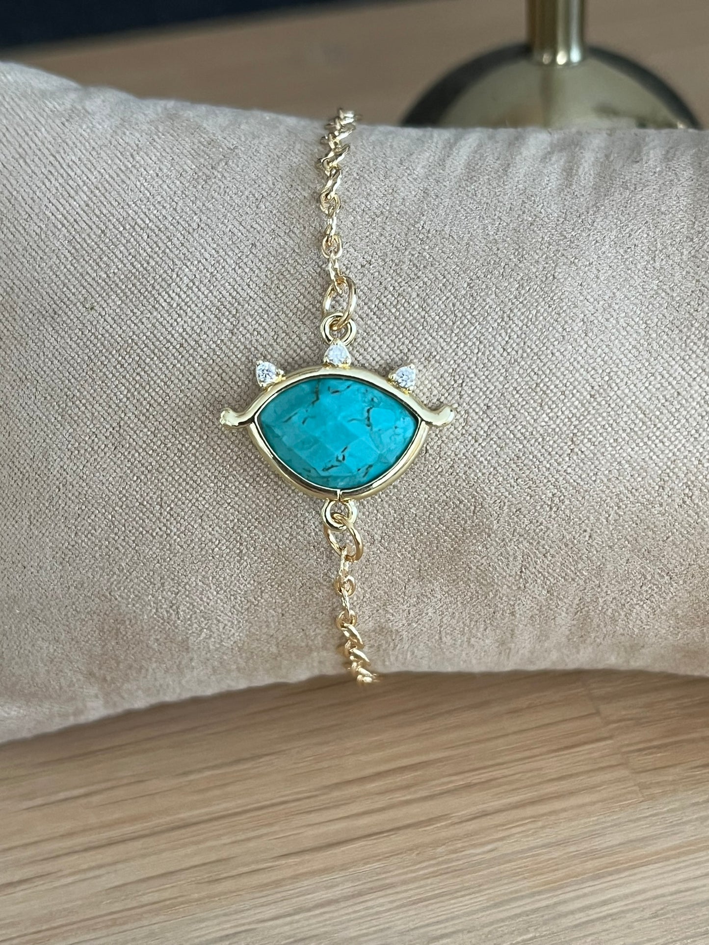 Bracelet doré EMILE - Oeil Pierre Turquoise