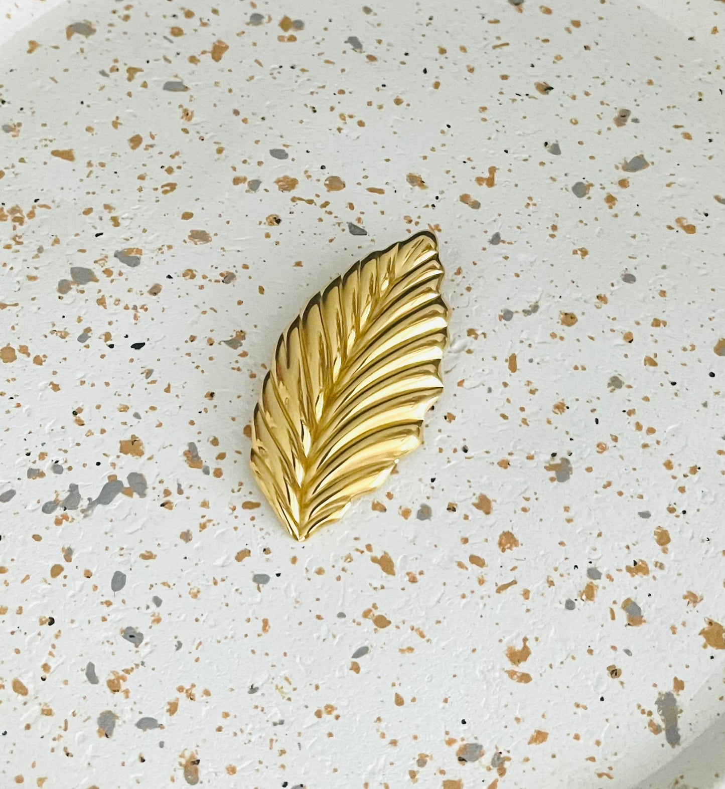 Broche Feuille en acier inoxydable