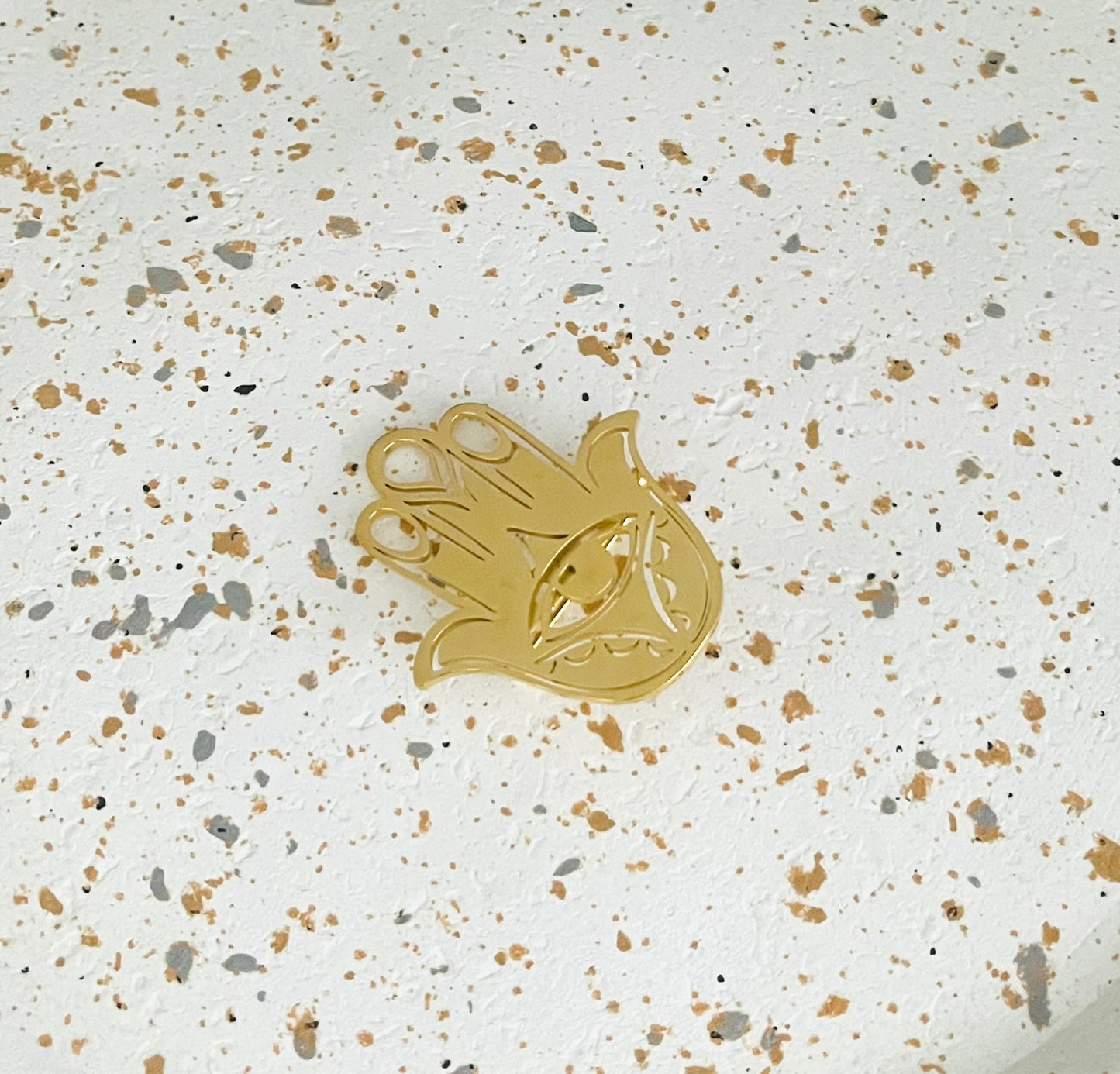 Broche Main de Fatma avec Oeil en acier doré