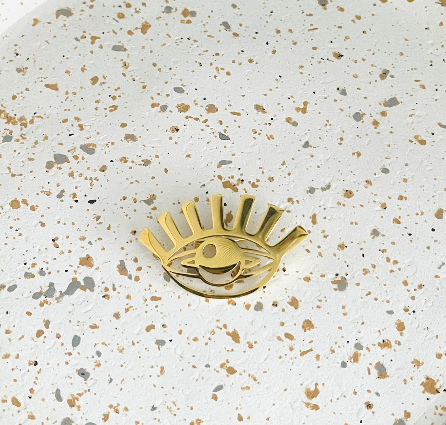 Broche Oeil en acier inoxydable doré