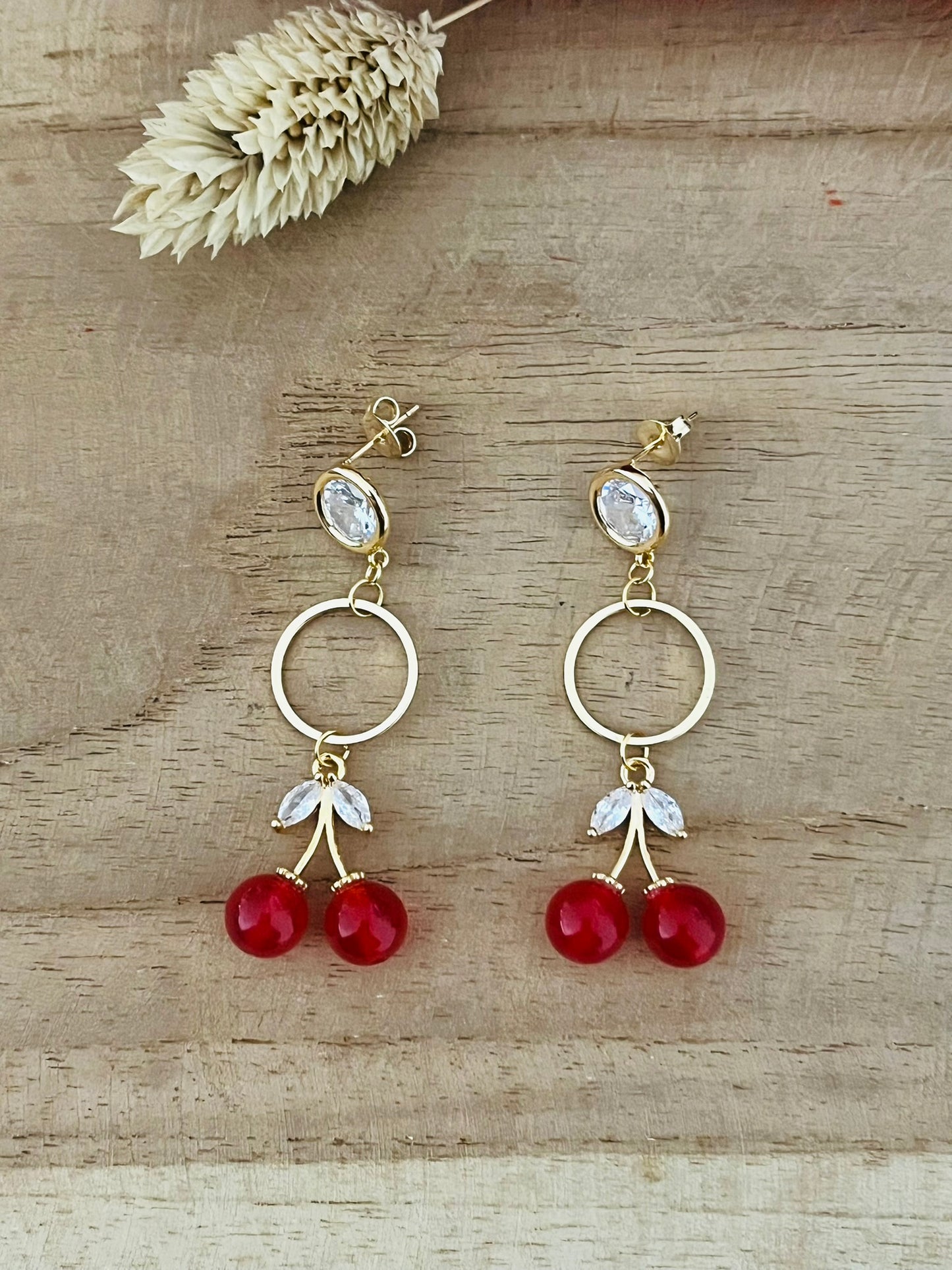 Boucles d'oreilles CERISE - Doré à l'or fin
