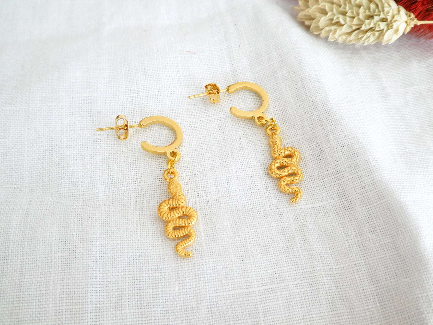 Mini créoles SNAKE - Serpent doré