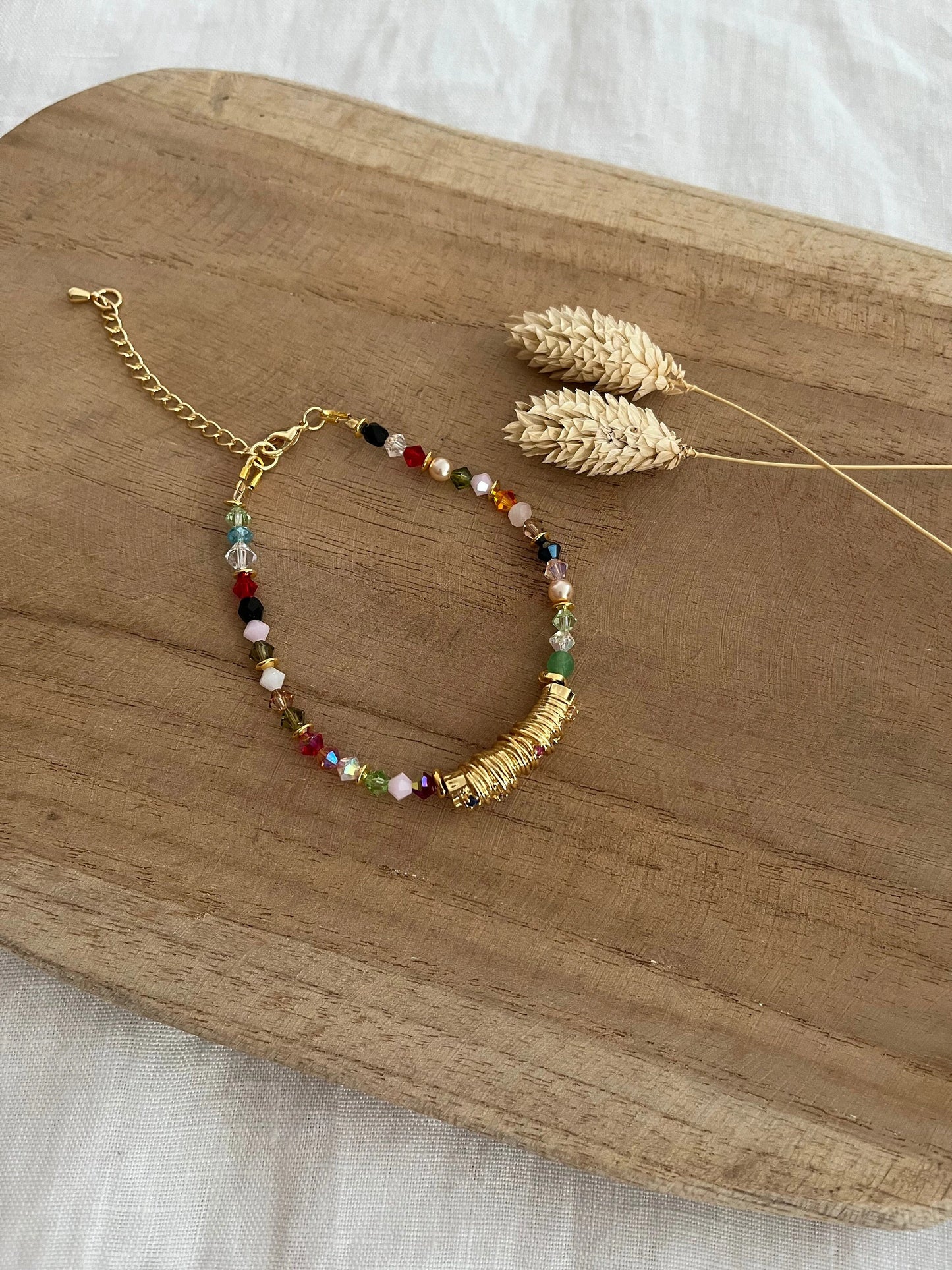 Bracelet DONNY - Or 18K et perles en verre multicolore