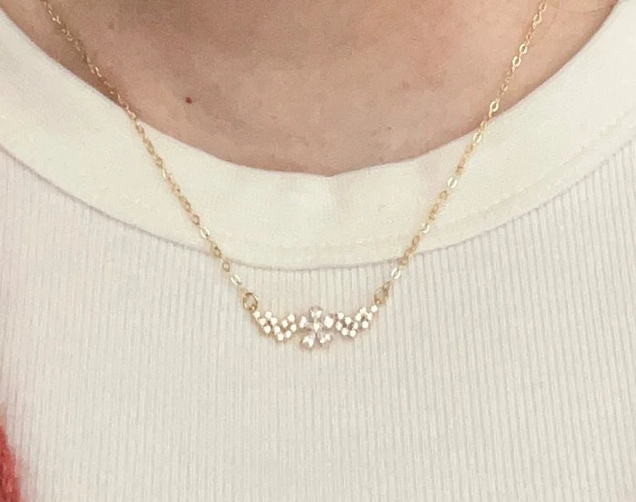 Collier fin LEON - plaqué or 18K, pendentif fleur avec oxydes de zirconium