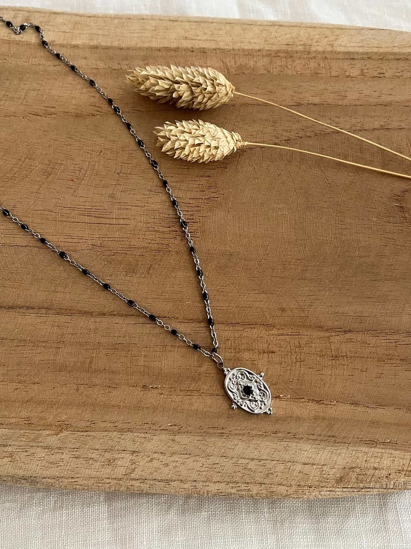 Collier JULES - acier inoxydable et noir