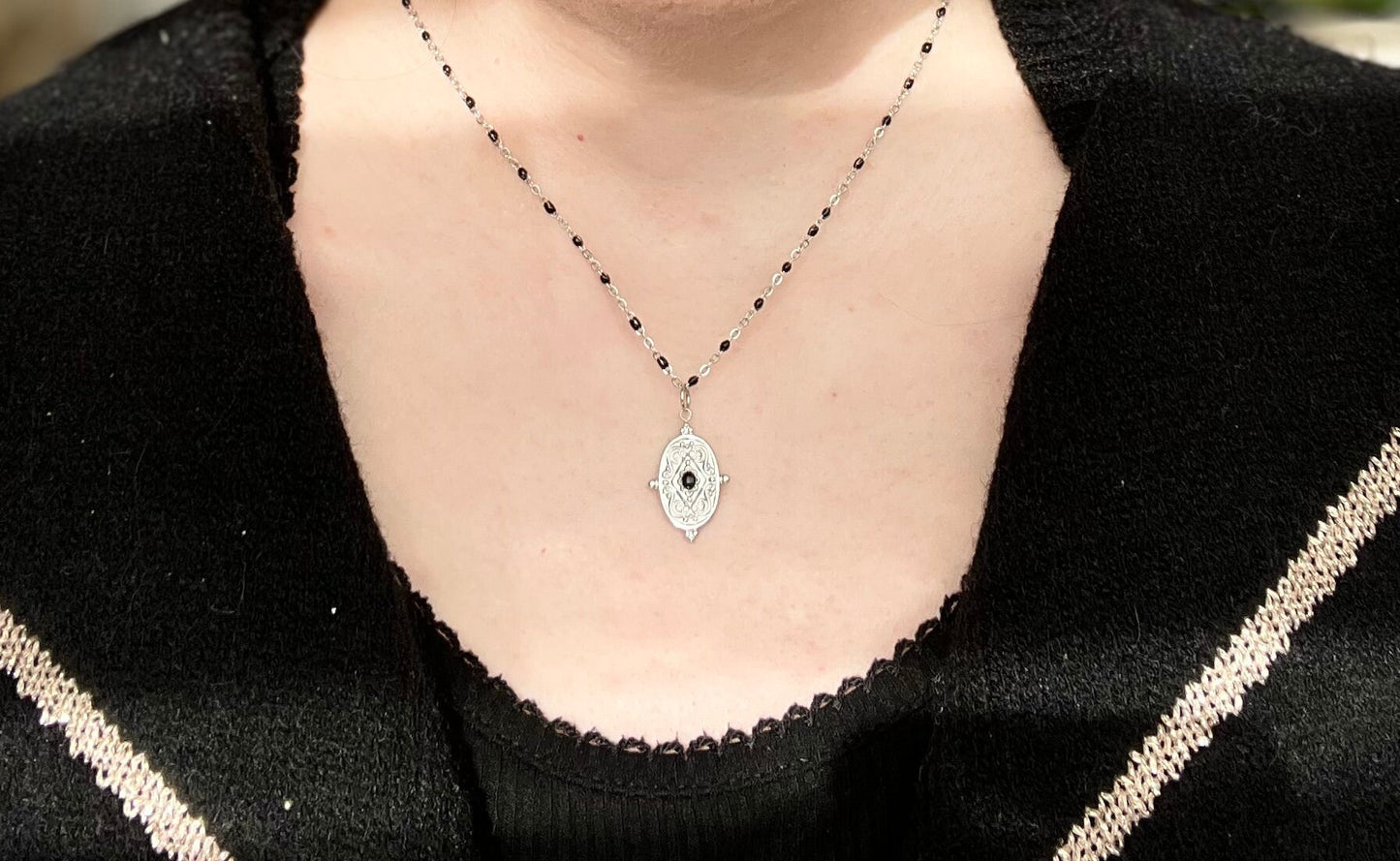 Collier JULES - acier inoxydable et noir