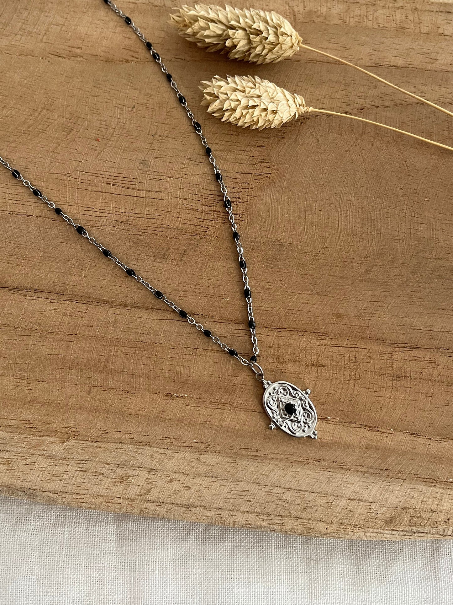 Collier JULES - acier inoxydable et noir
