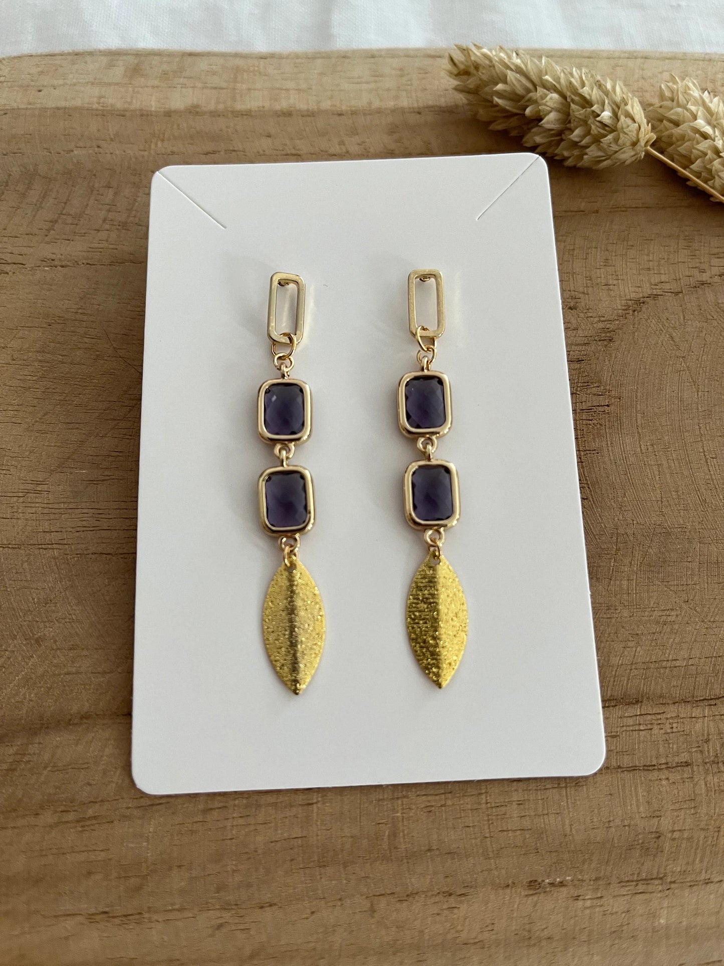 Boucles d’oreilles AMANDINE - doré et violet
