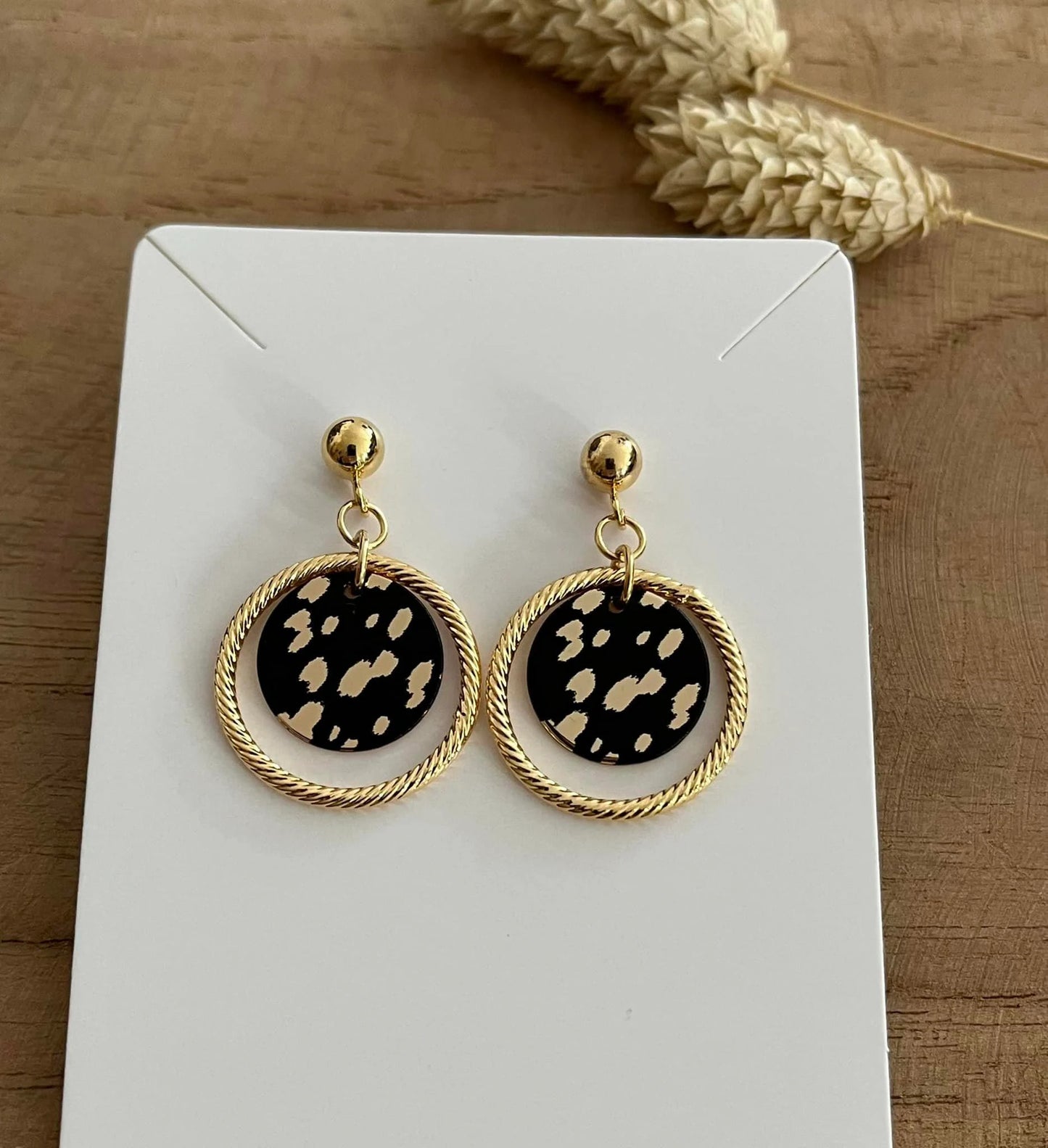 Boucles d'oreilles TORI - doré et noir
