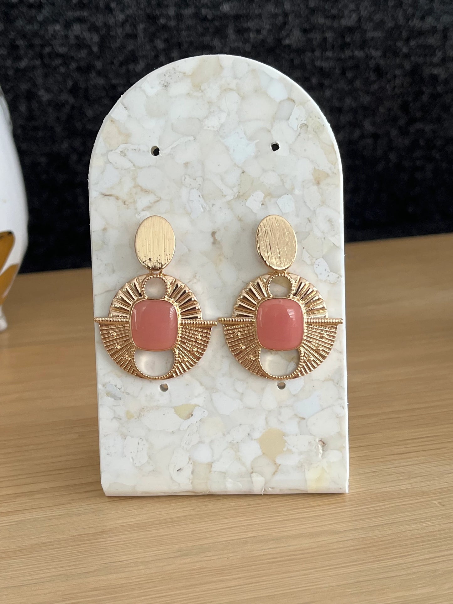 Boucles d’oreilles SONIA - style ethnique doré et rose