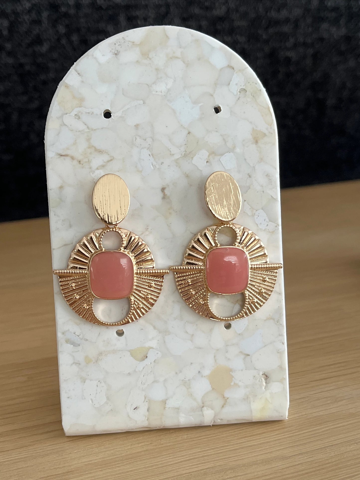 Boucles d’oreilles SONIA - style ethnique doré et rose