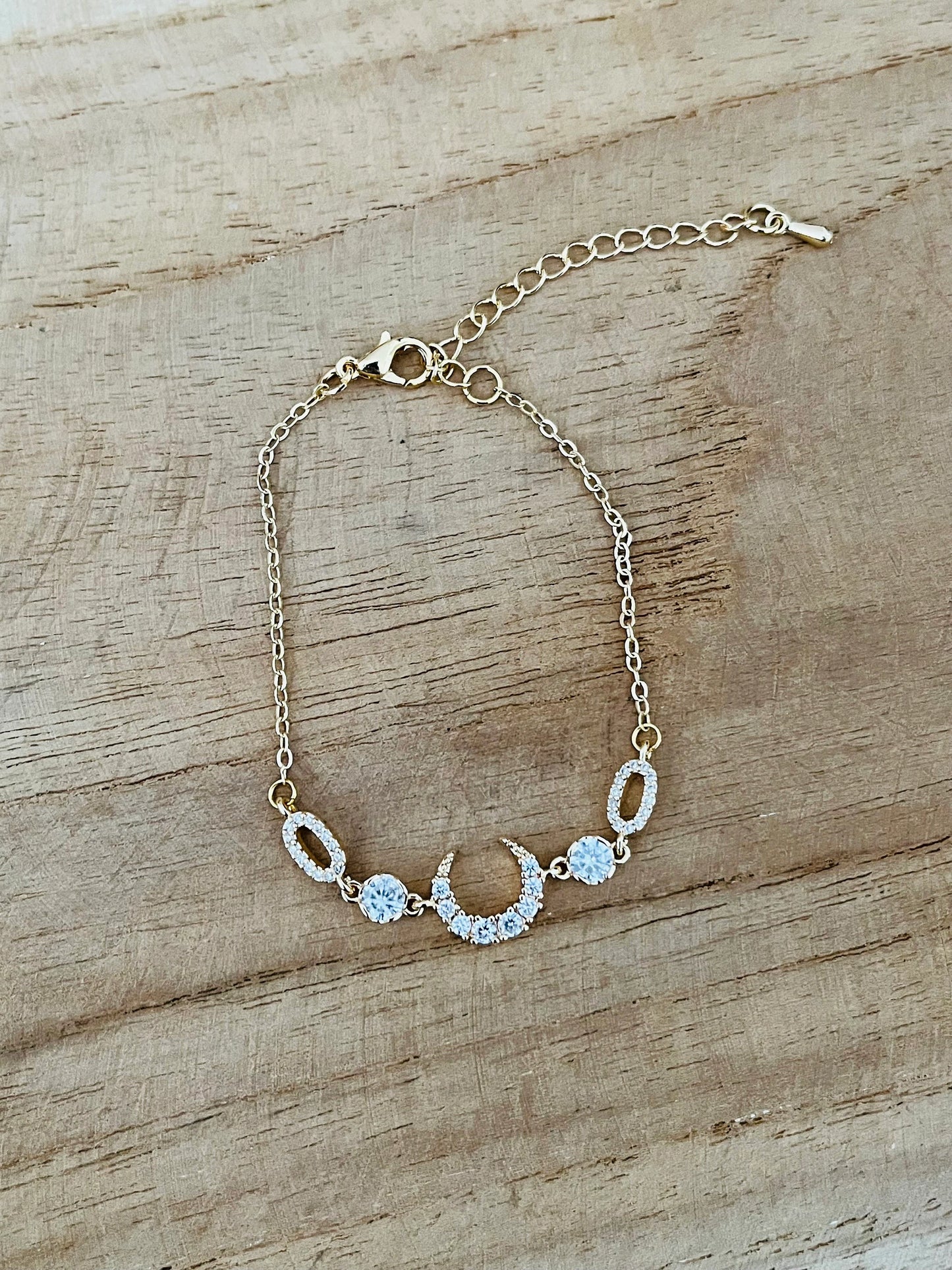 Bracelet LIVIO - Lune doré à l’or fin 18k et zircons cristal