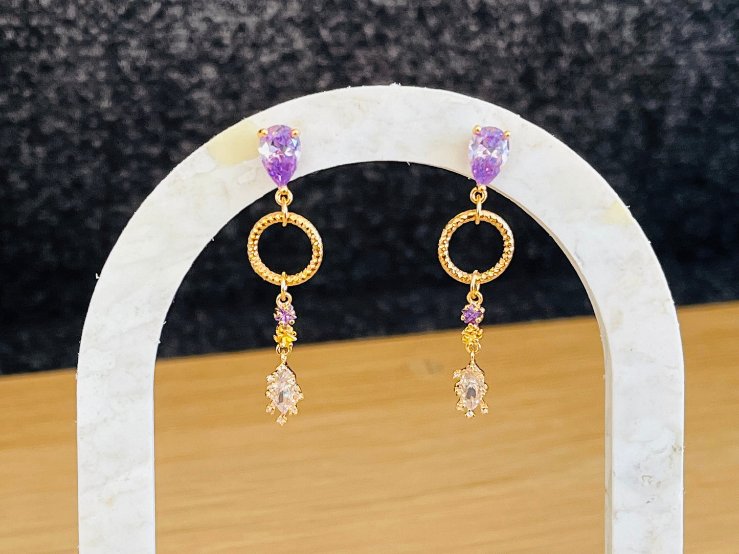 Boucles d’oreilles JILL - doré à l’or fin et verre