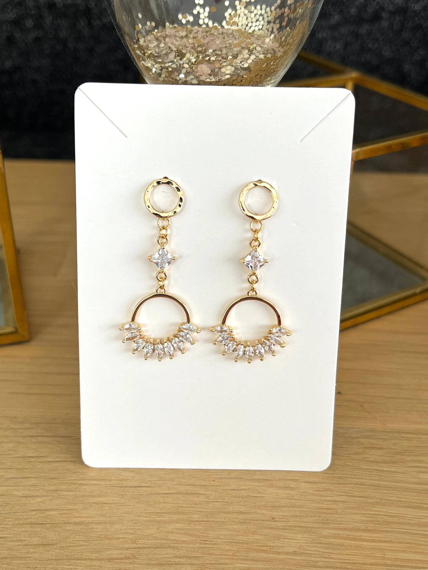 Boucles d’oreilles CRYSTAL - doré à l’or fin 18k et zircons cristal