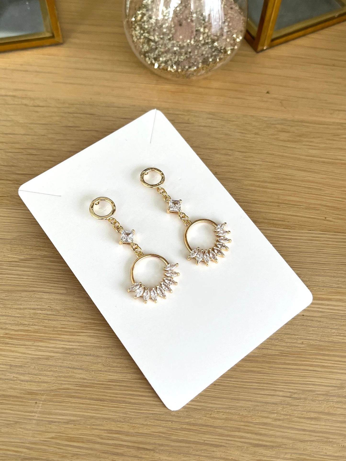 Boucles d’oreilles CRYSTAL - doré à l’or fin 18k et zircons cristal