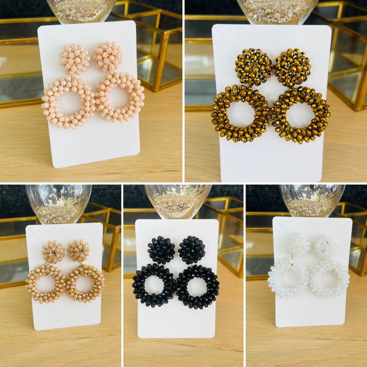 Boucles d’oreilles PERLA - rondes en perles tissées (5 couleurs)