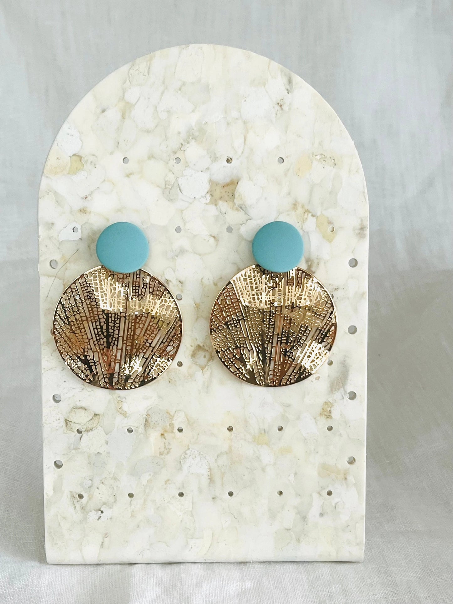 Boucles d’oreilles LOU - doré et turquoise